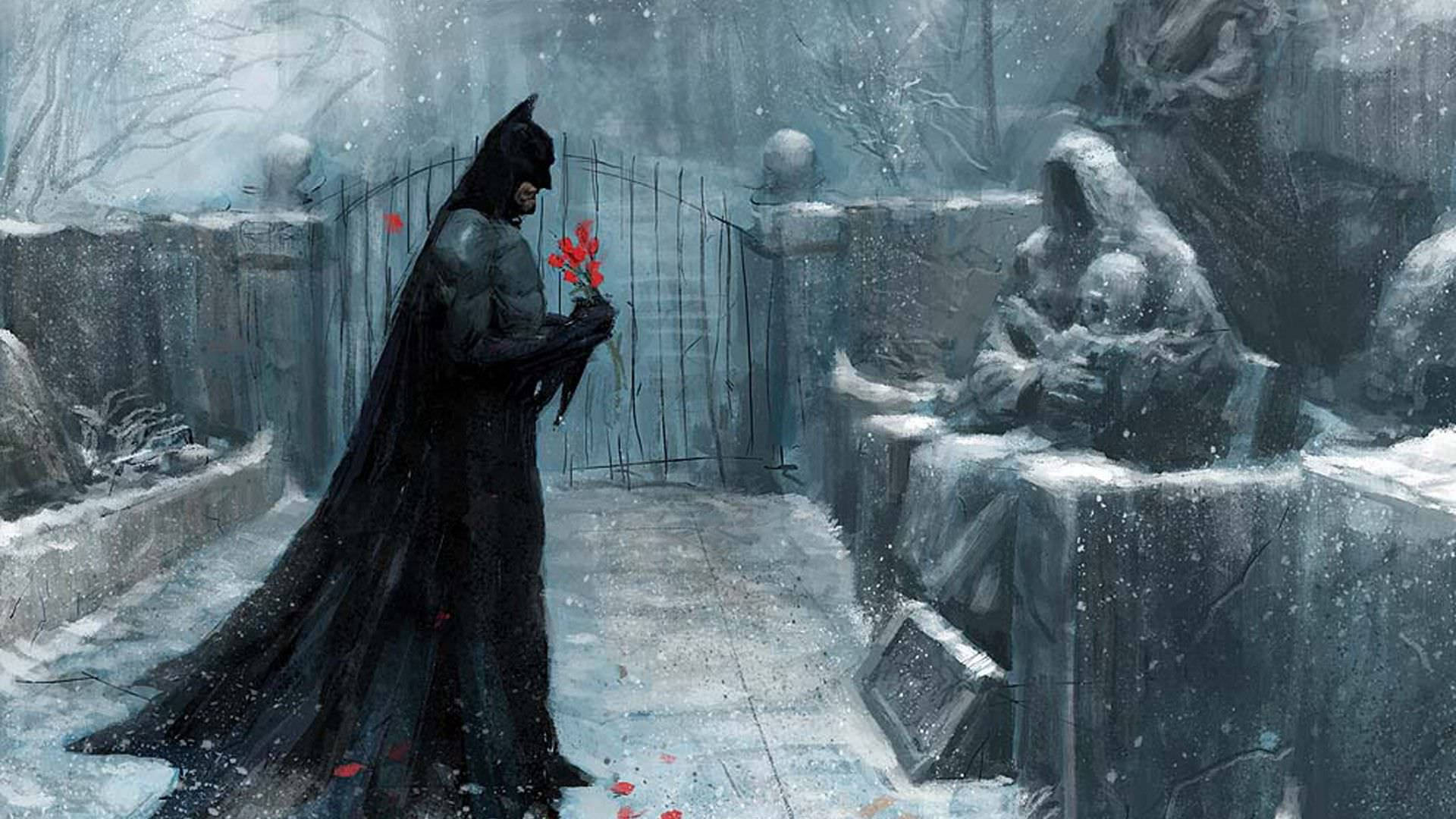 Batman Makaburini Mchoro Picha ya Ukuta