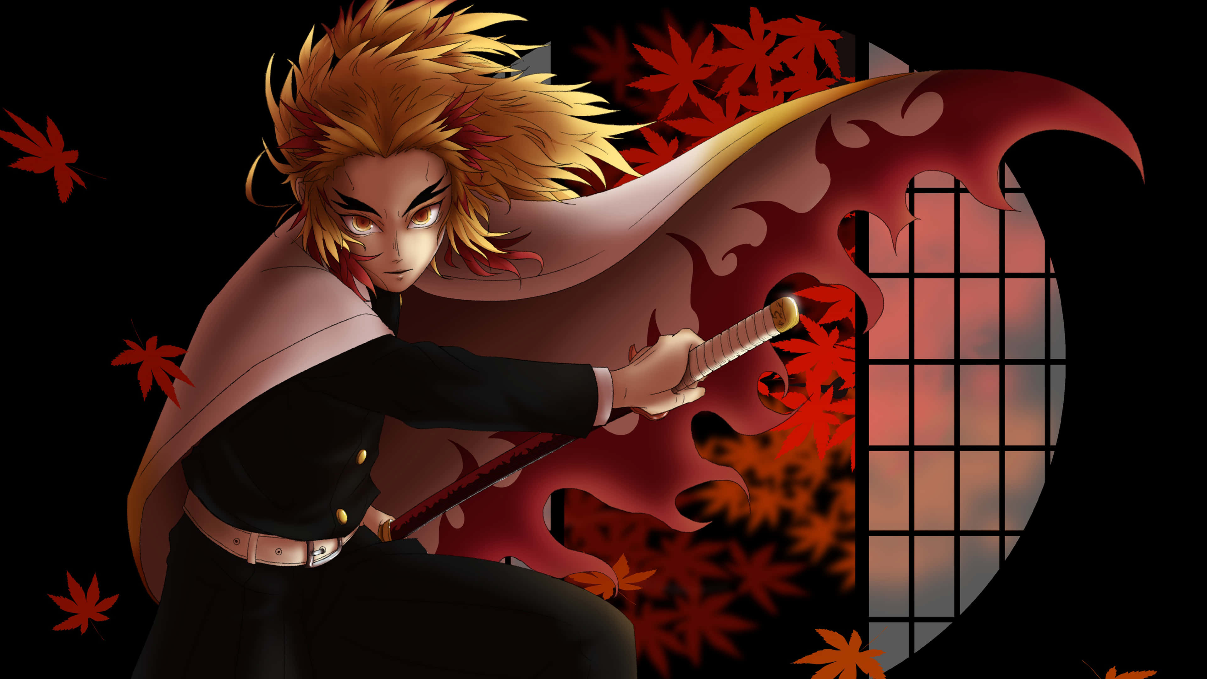 Bawa vita kwa mwenye mauti na Graphics za Demon Slayer 4K Picha ya Ukuta