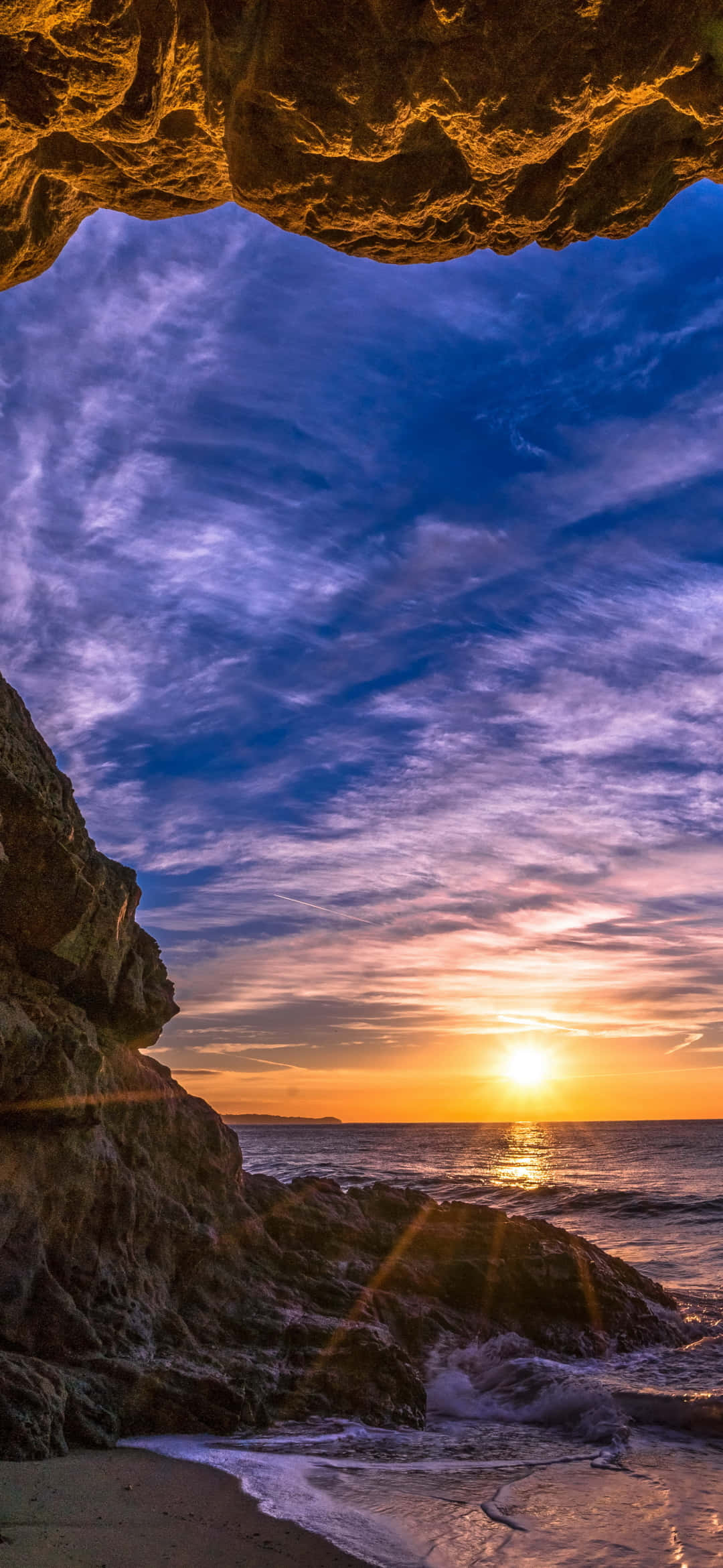 Beach Cave With Sunset Android Malibu Background Picha ya Ukuta