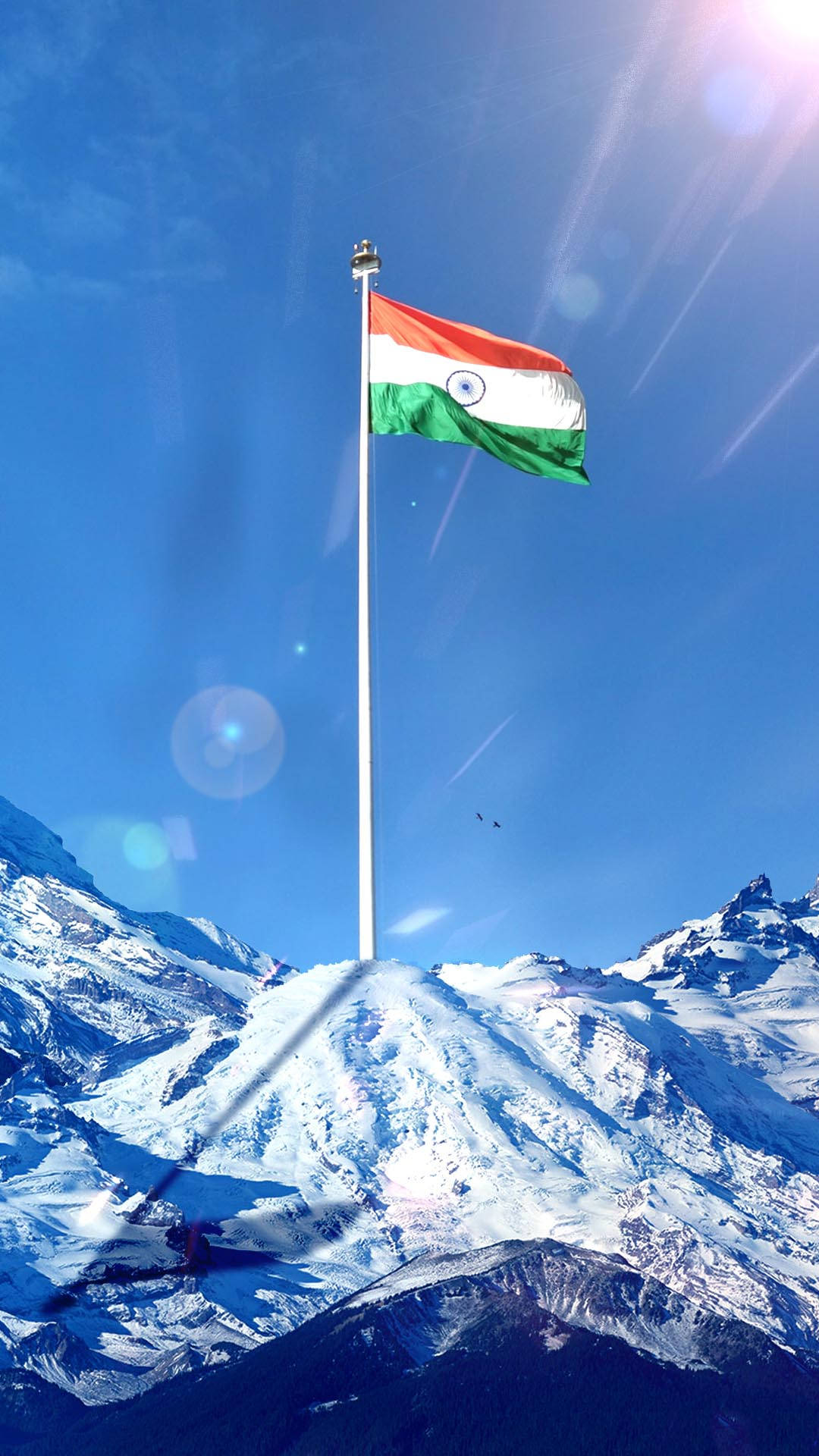 Bendera ya India Milima yenye Theluji Simu Picha ya Ukuta