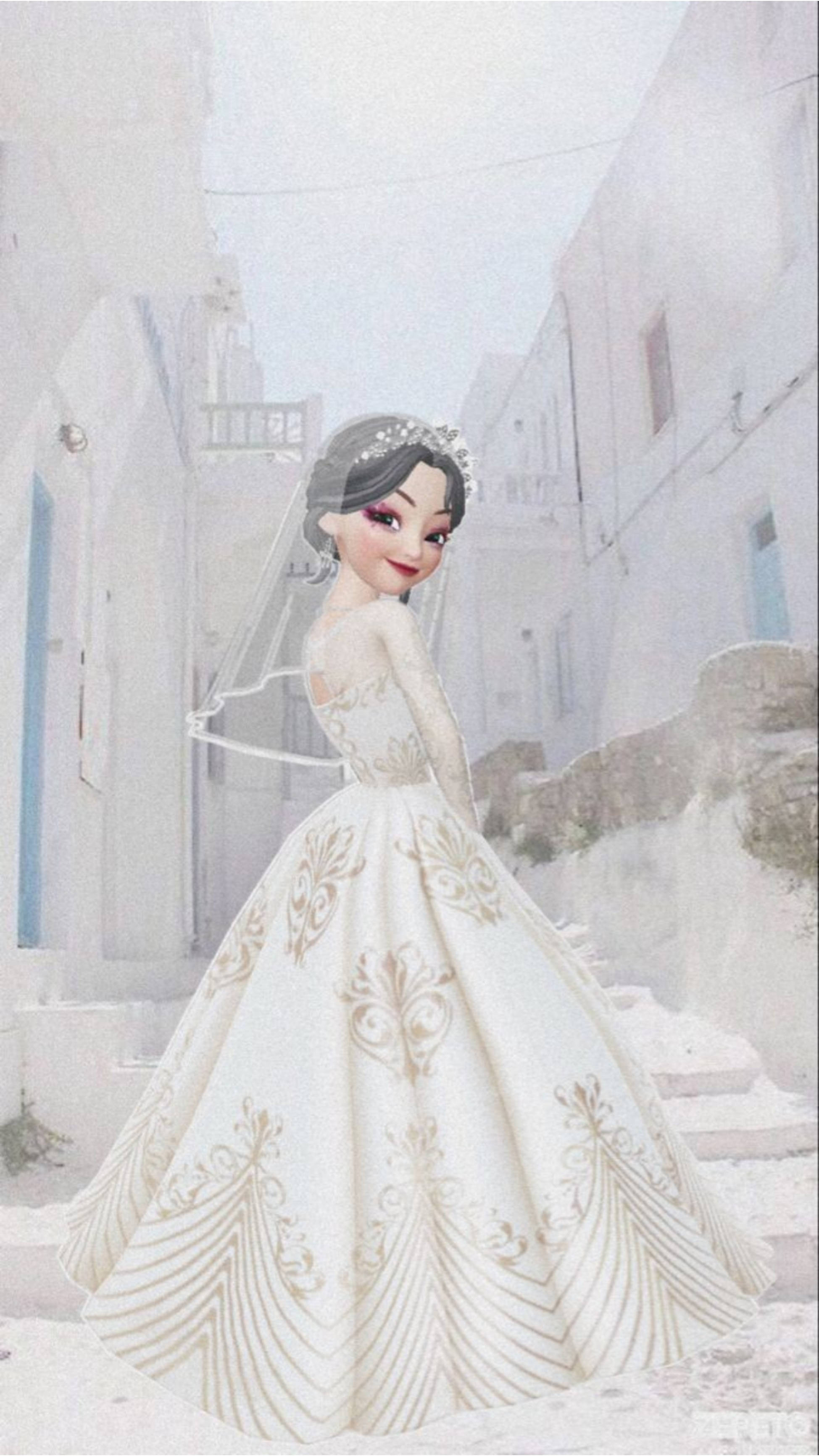Bibi Arusi Mrembo wa Zepeto Picha ya Ukuta
