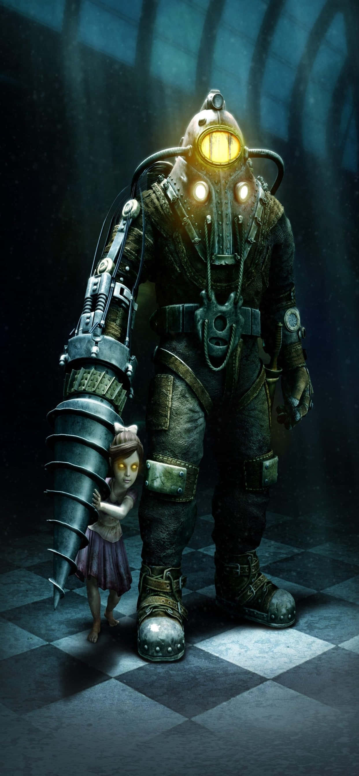 Animated Big Daddy iPhone Xs Max Bioshock Infinite Background Picha ya Ukuta