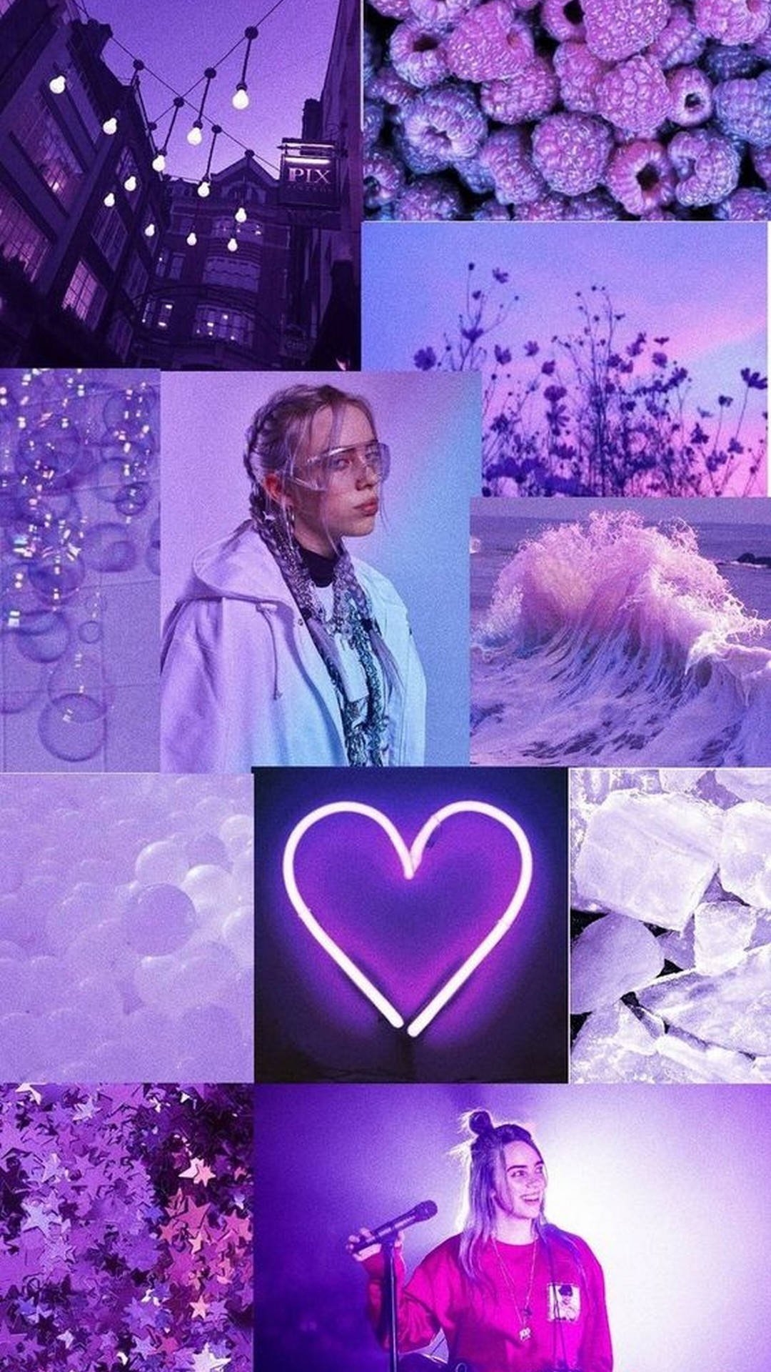Billie Eilish Mwanga wa Rangi ya Zambarau Picha ya Ukuta