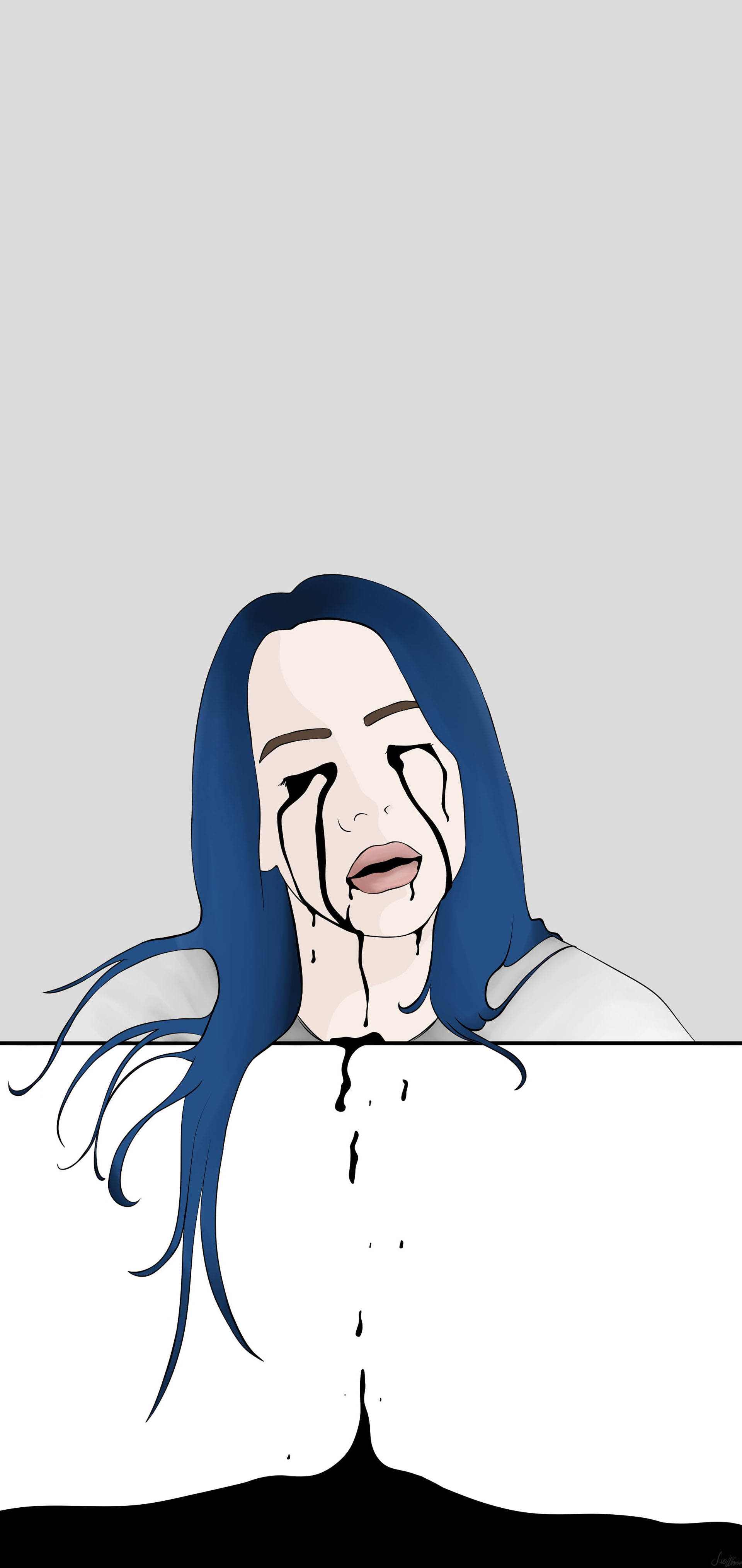 Billie Eilish Sad Drawing Picha ya Ukuta