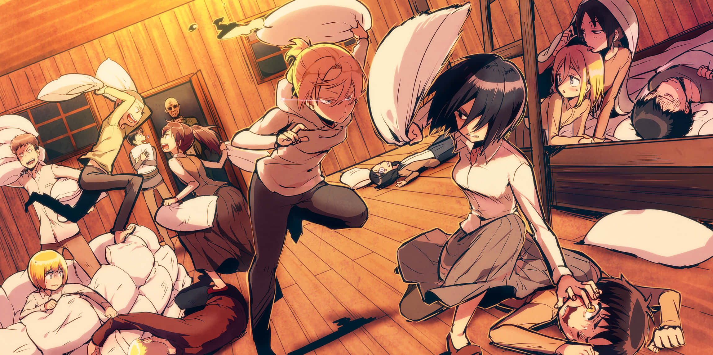 Binadamu dhidi ya Majitu katika Attack On Titan Picha ya Ukuta