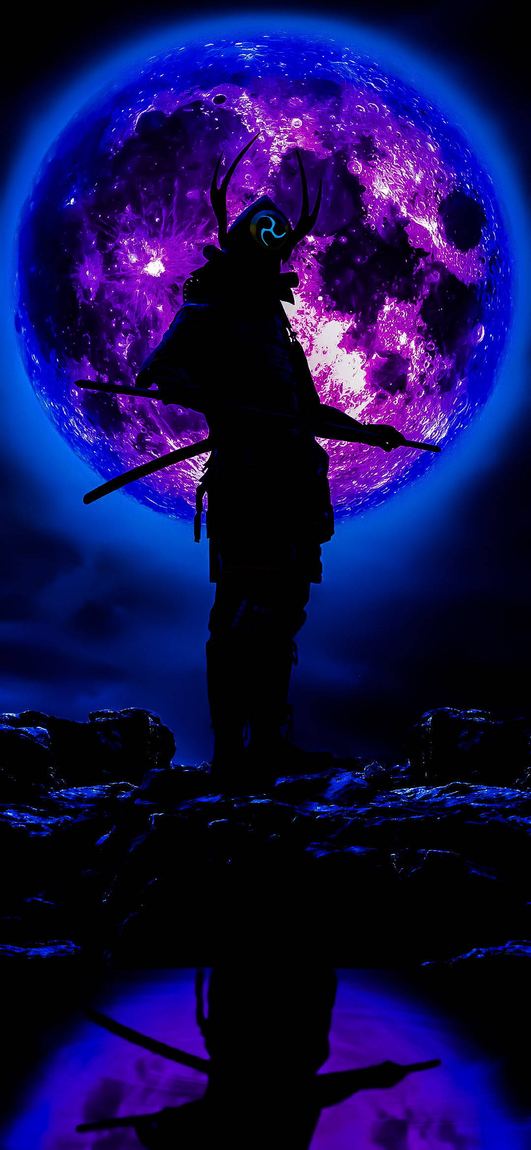 Black And Purple Aesthetic Samurai Phone Picha ya Ukuta