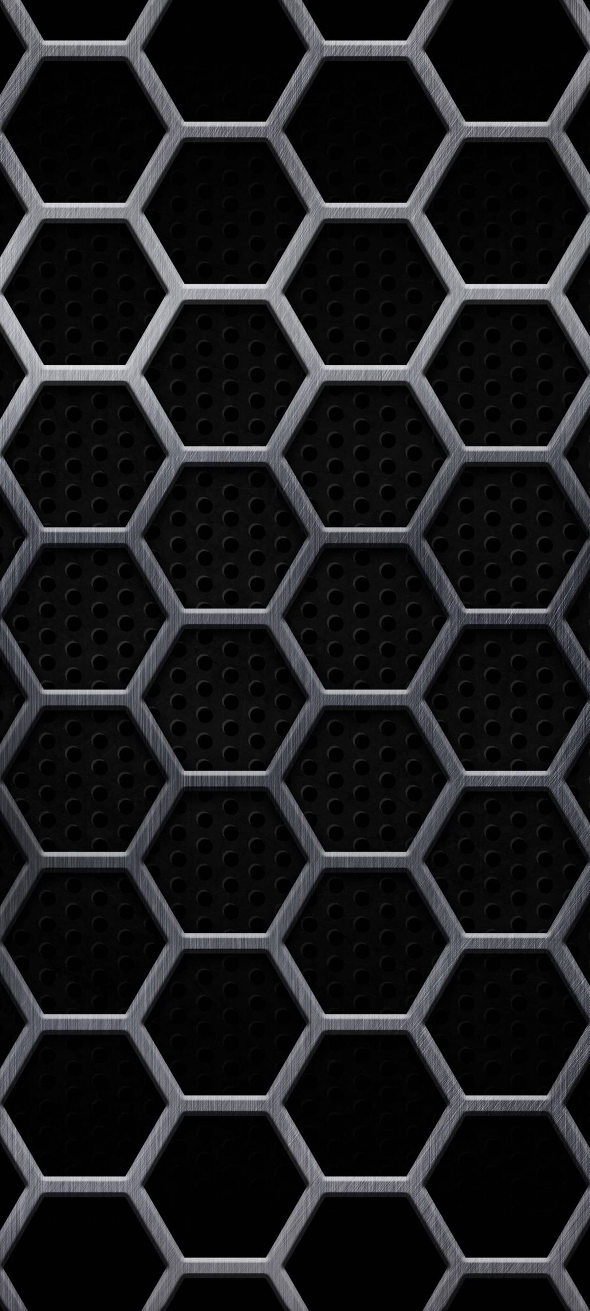 Black iPhone Hexagon Mesh Picha ya Ukuta