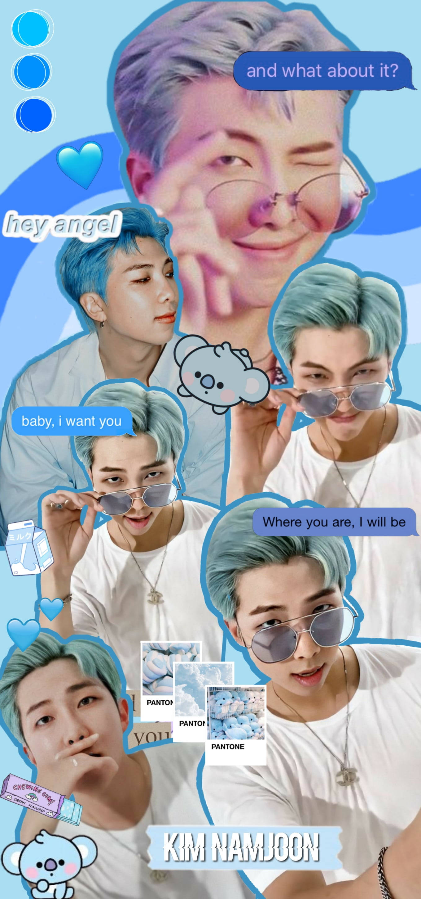 Blue Aesthetic BTS RM Cute Picha ya Ukuta