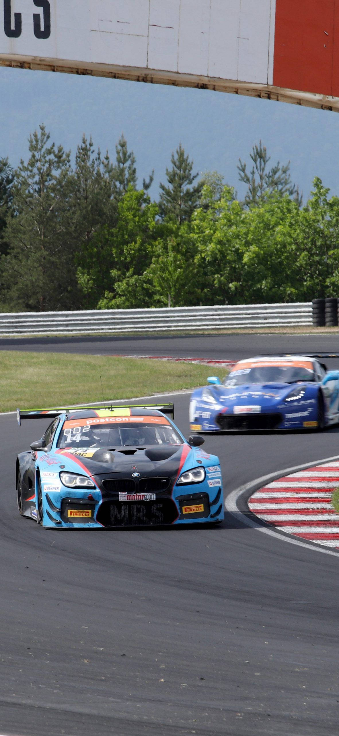 Blue BMW M6 GT3 Race Car iPhone Picha ya Ukuta