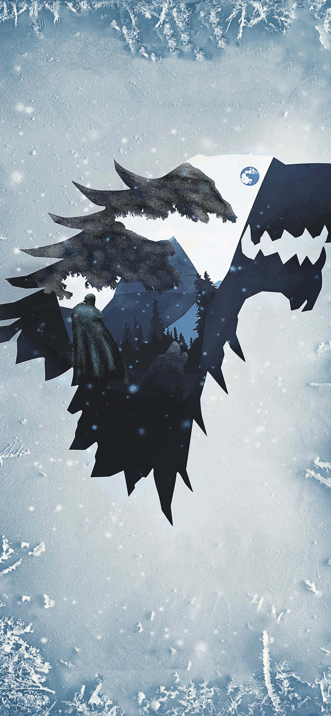 Blue House Stark Wolf Phone Picha ya Ukuta