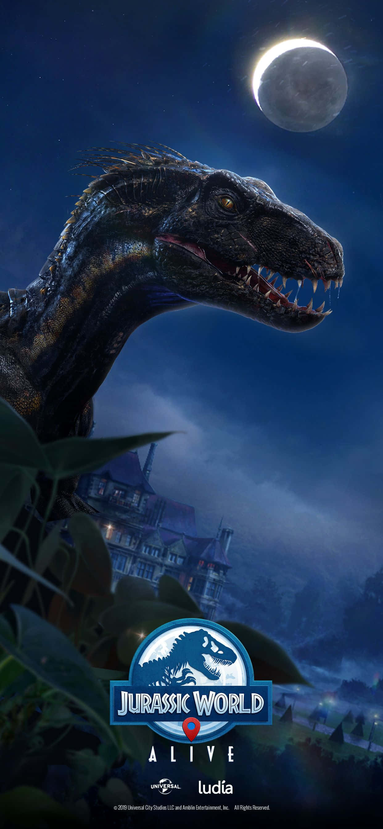 Blue Jurassic World Night Picha ya Ukuta