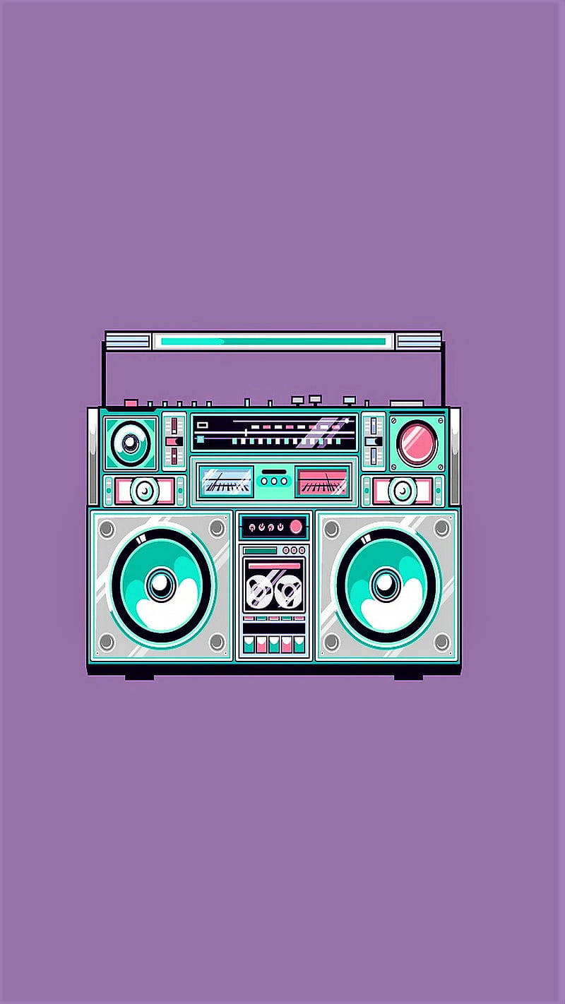Boombox ya Kurejea yenye Rangi Nyororo Picha ya Ukuta