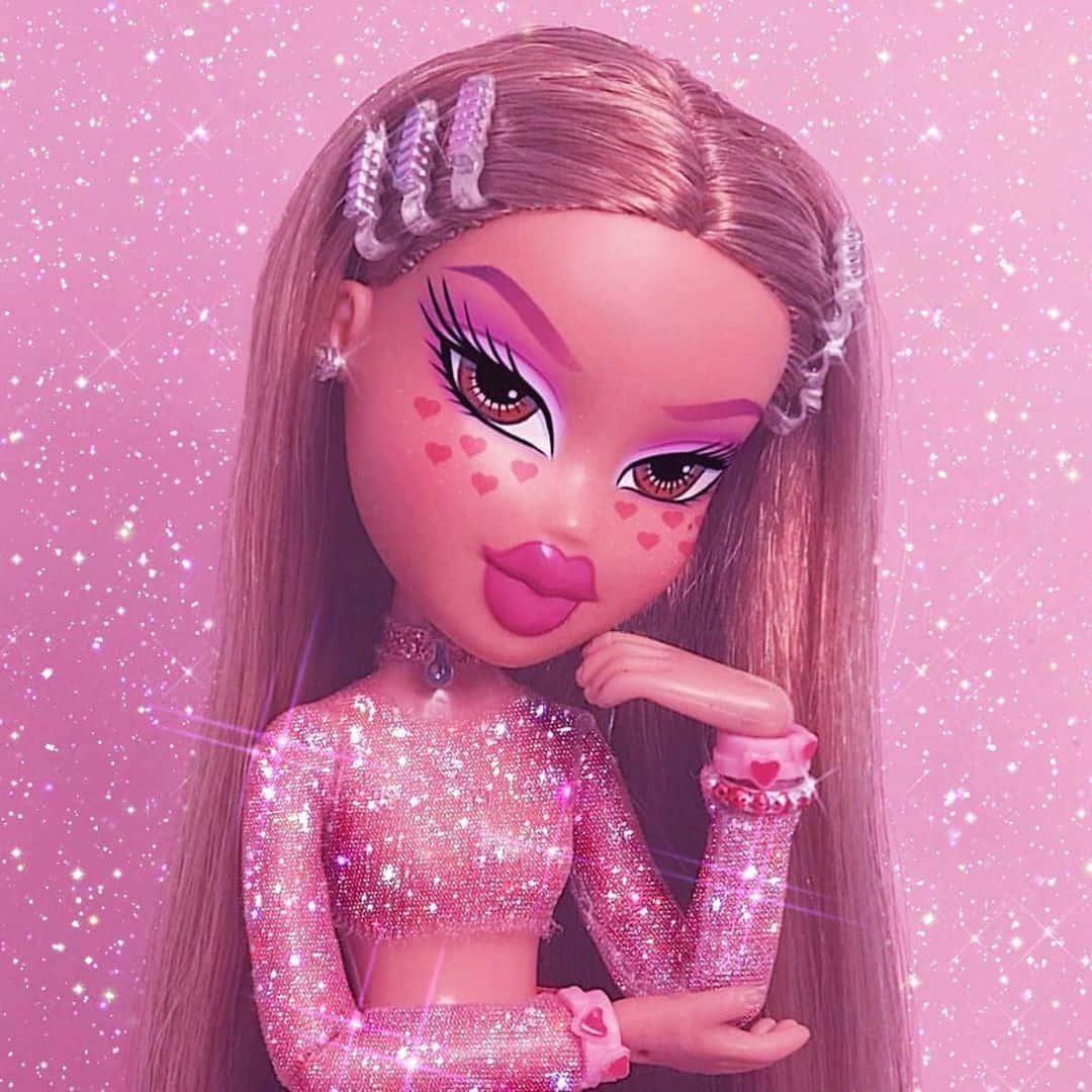 Bratz Doll Aesthetic ya Pink Glitter Picha ya Ukuta
