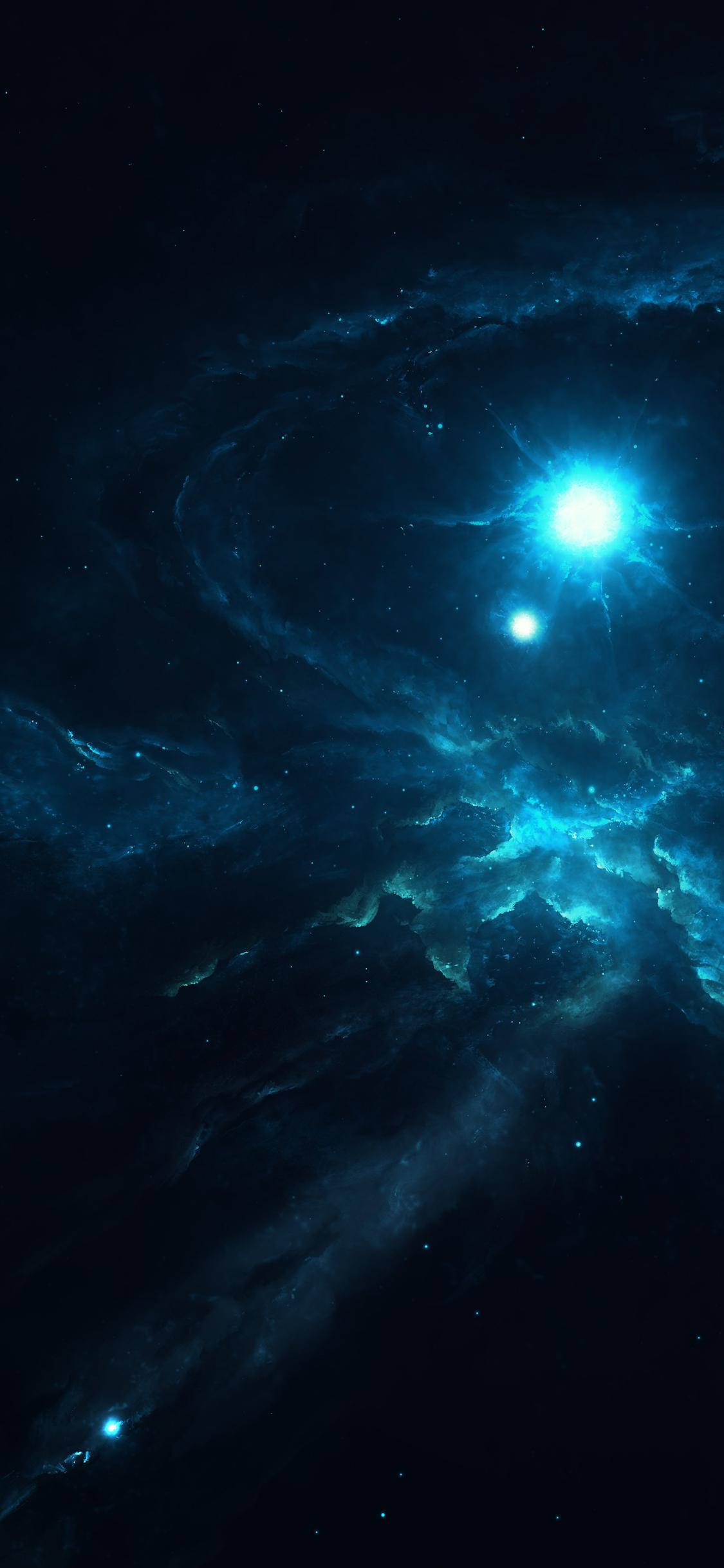 Bright Blue Moon Galaxy iPhone Picha ya Ukuta
