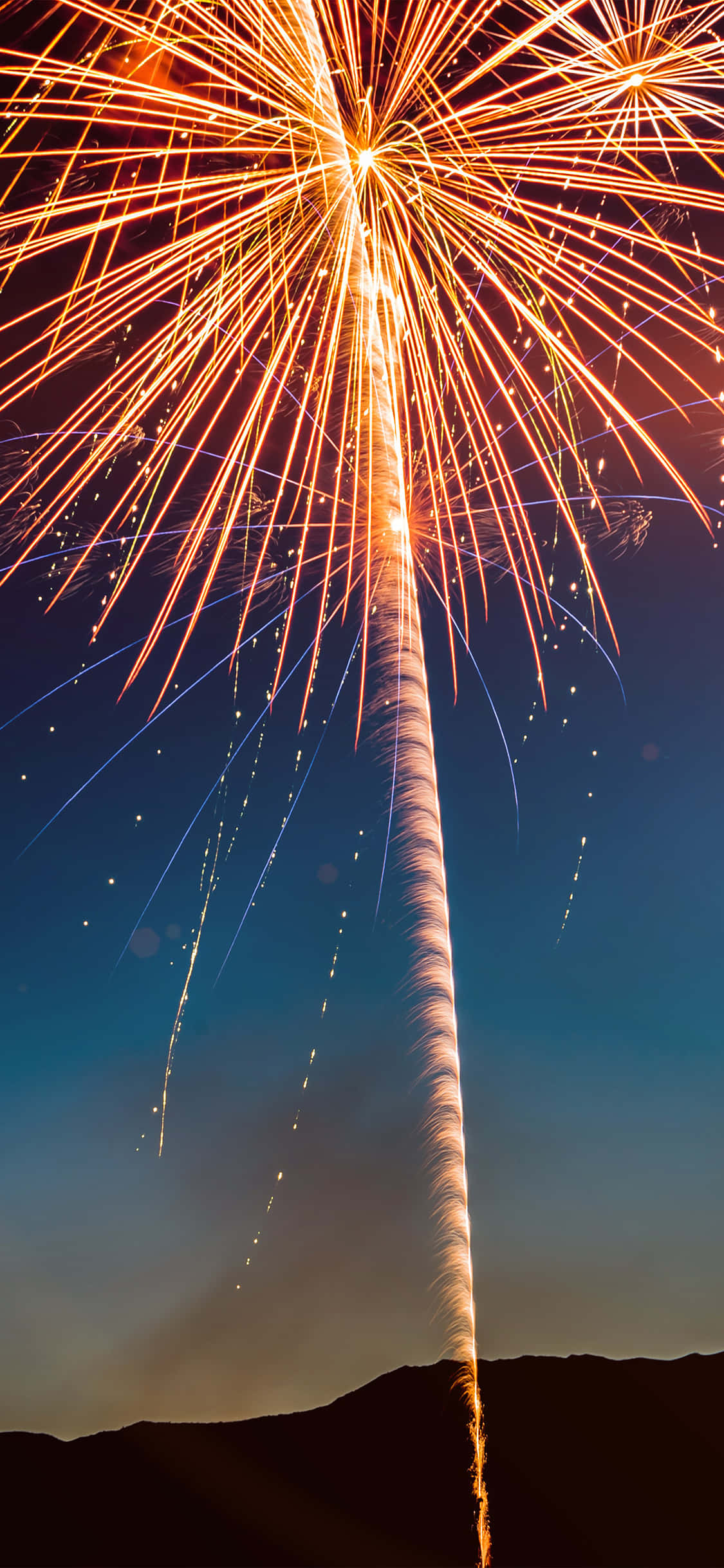 Bright Orange Fireworks Picture Picha ya Ukuta