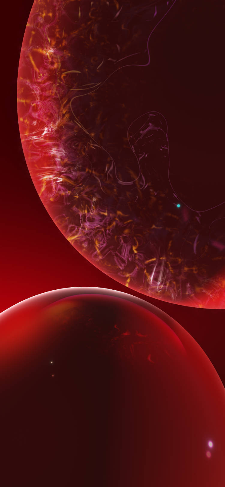 Brilliant Red Abstract Bubbles kwenye iPhone XR Picha ya Ukuta