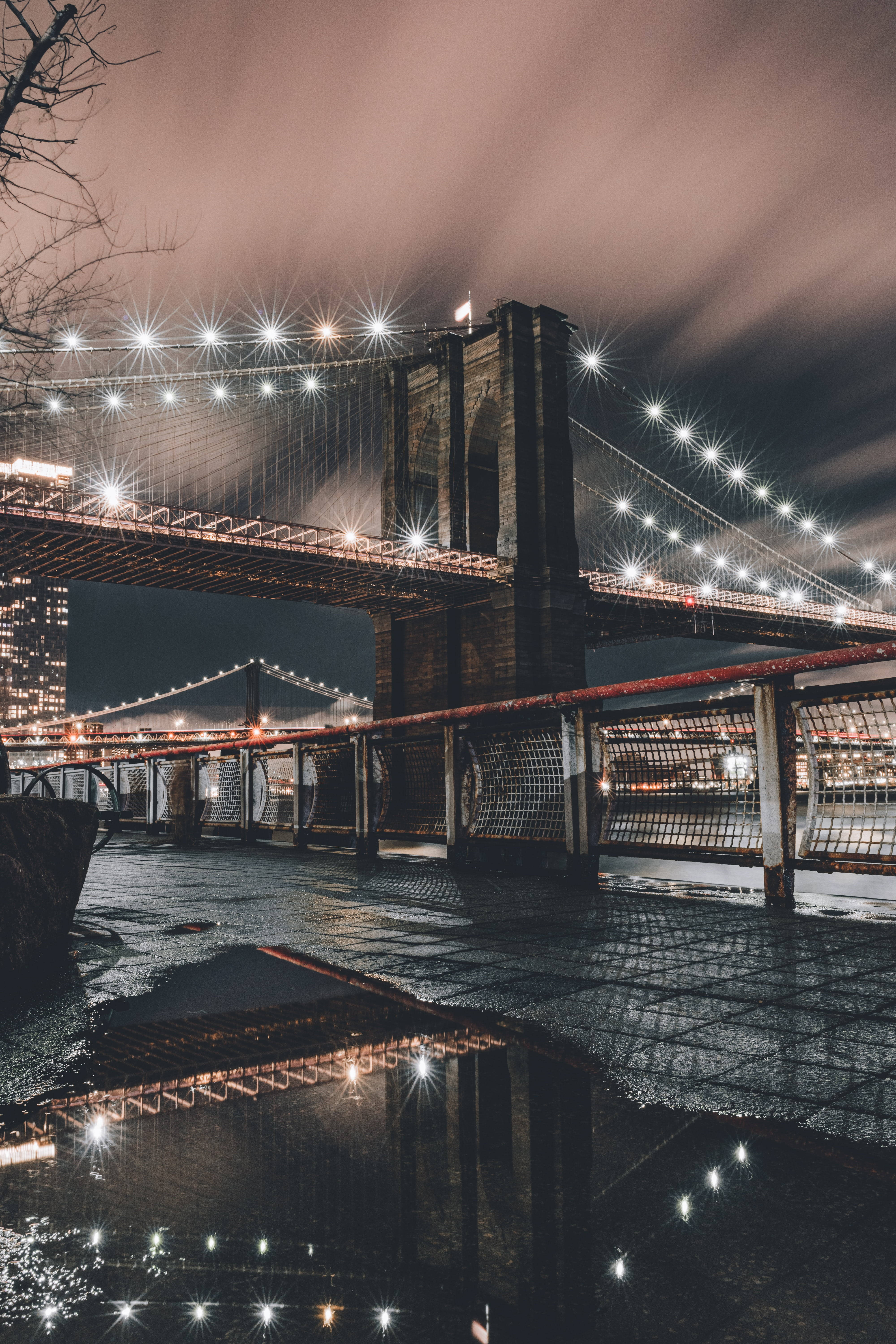 Brooklyn Bridge New York Night iPhone Picha ya Ukuta