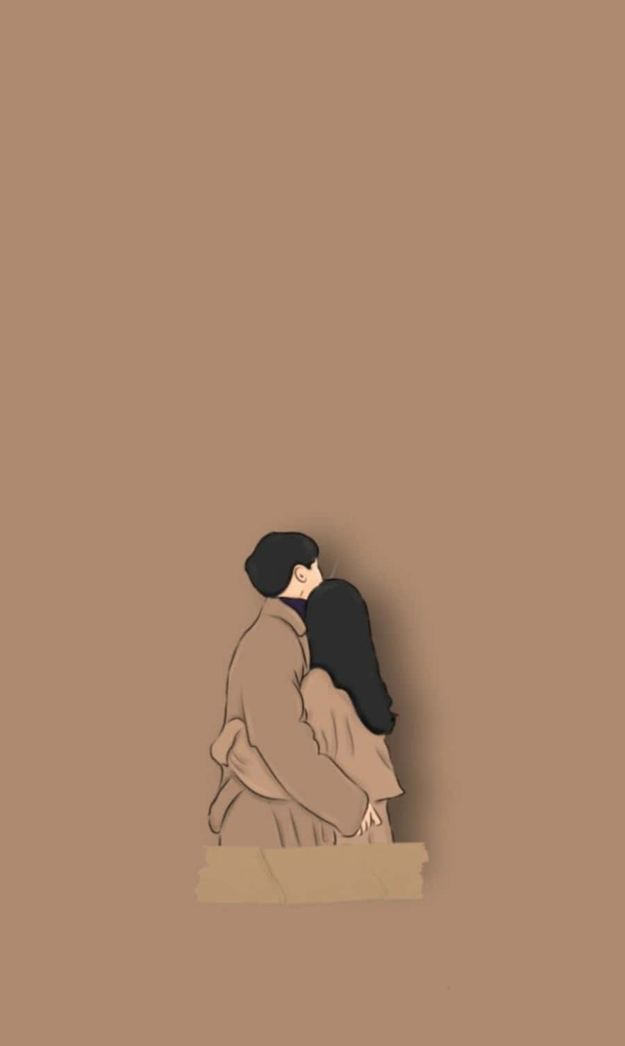 Brown Cartoon Couple Picture Picha ya Ukuta