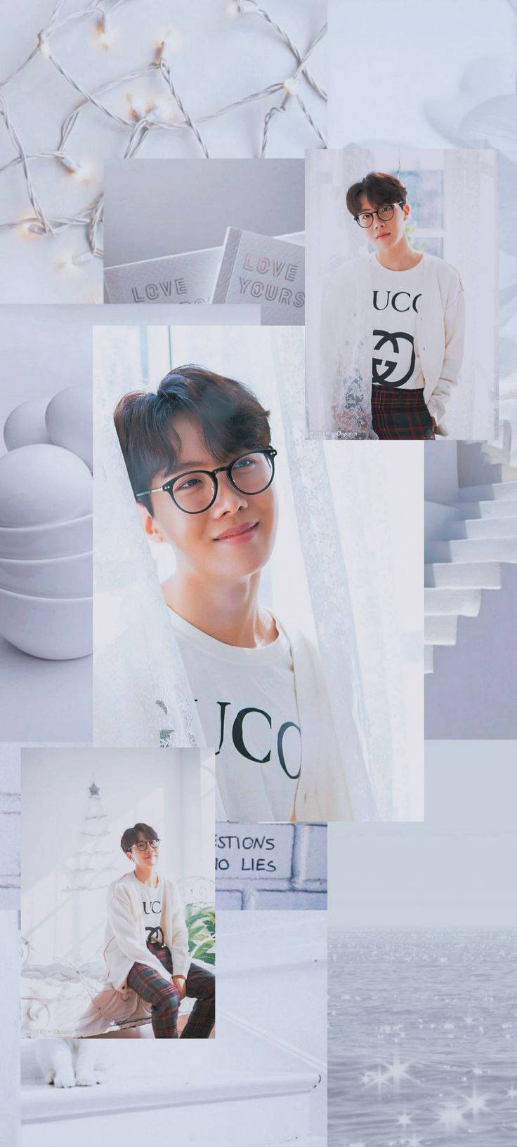 BTS Aesthetic Jhope Juu ya Rangi Nyeupe Picha ya Ukuta