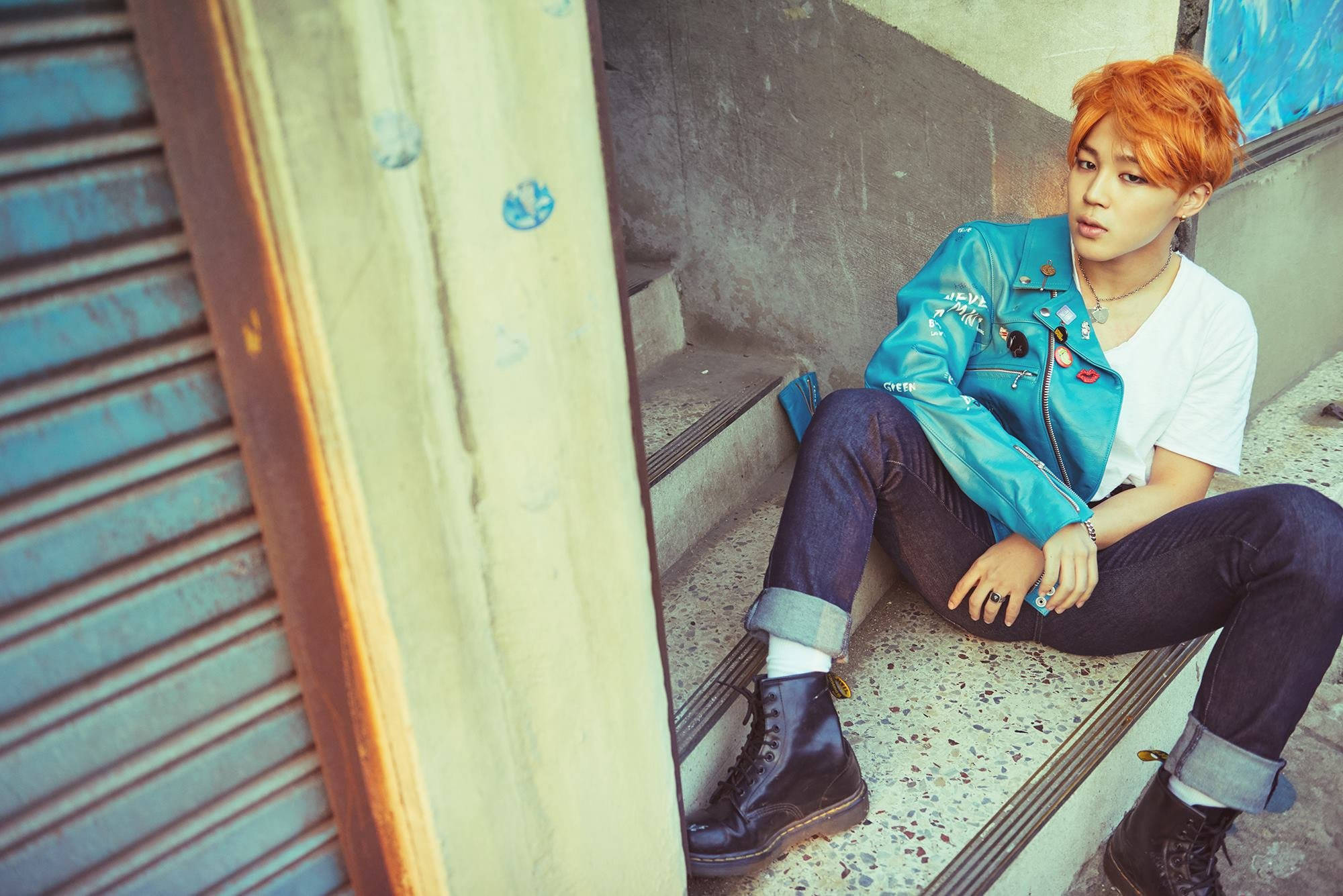 Bts Jimin Nywele za Machungwa za Kifahari Picha ya Ukuta