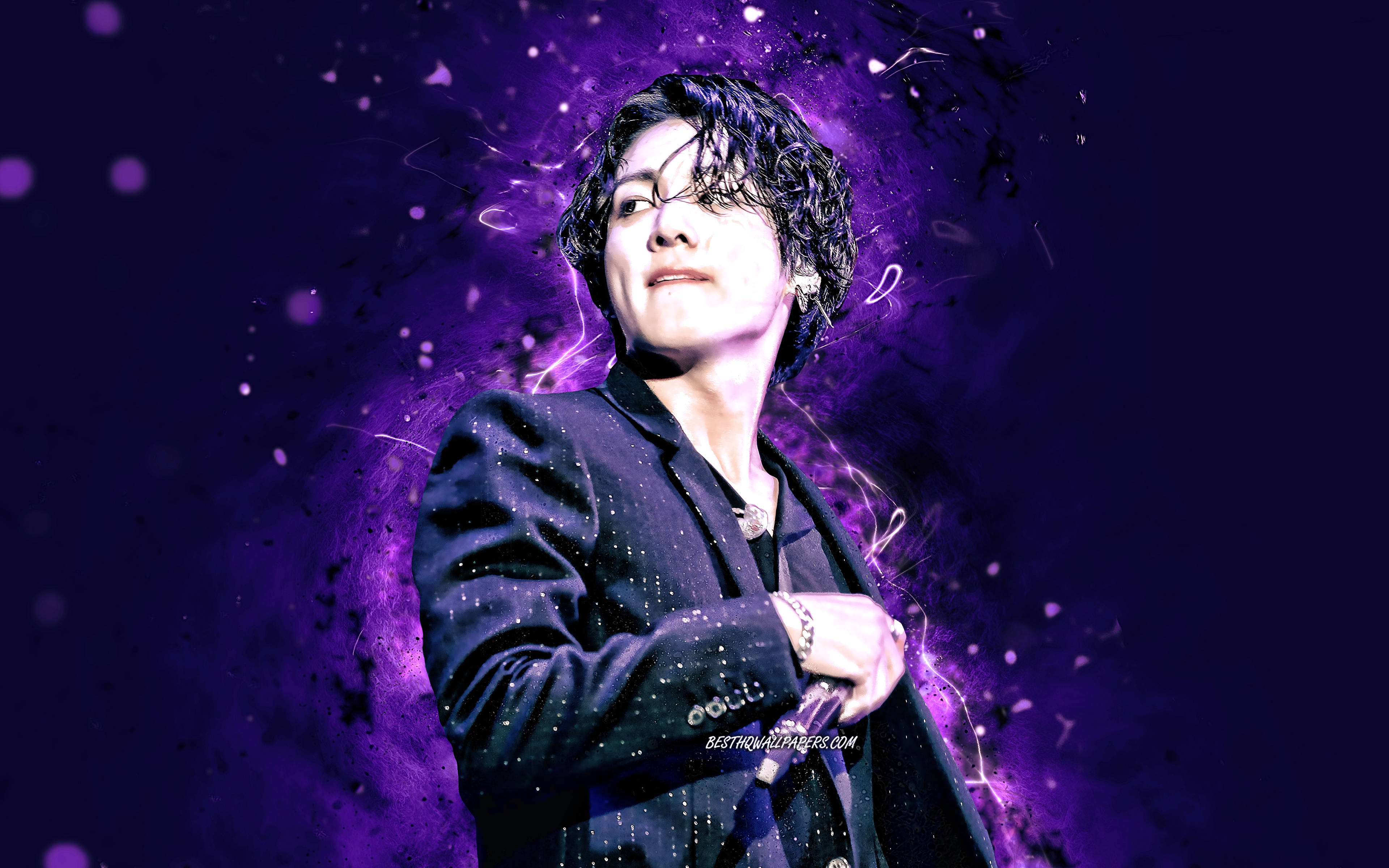 BTS Jungkook Aesthetic ya Zambarau Picha ya Ukuta