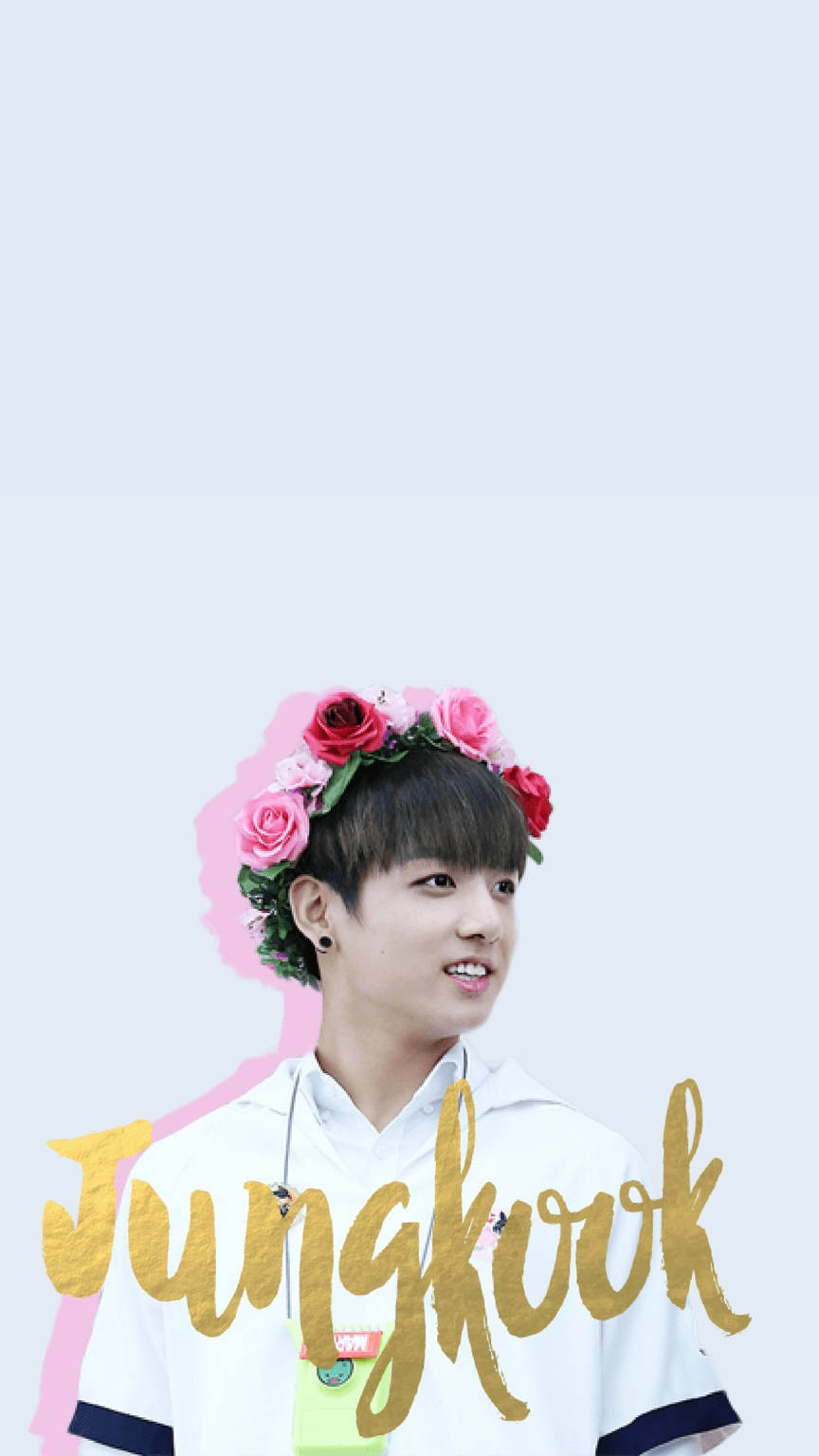 BTS Jungkook Mrembo Akiwa Na Taji Ya Maua Ya Pink Picha ya Ukuta