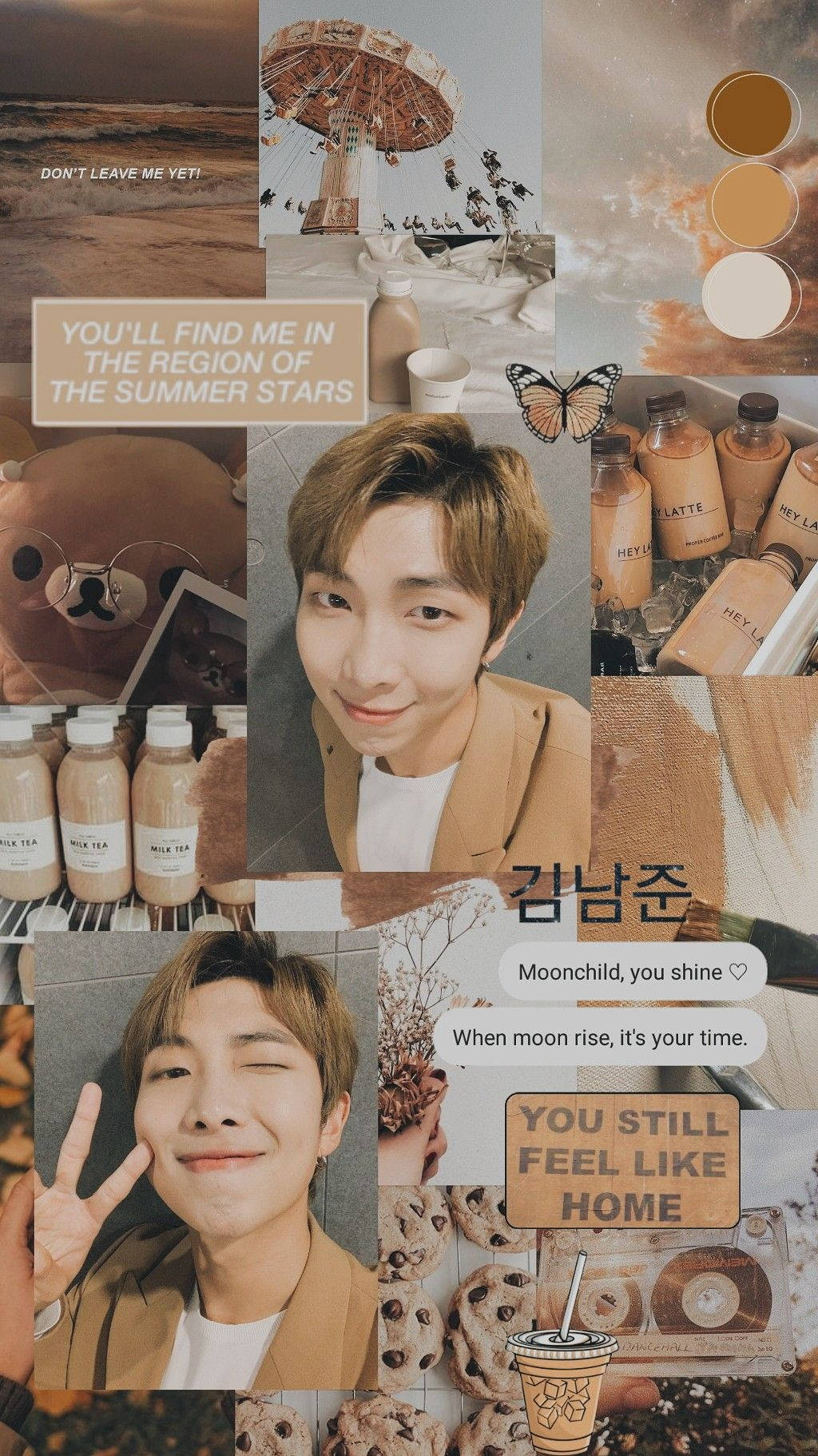 BTS RM Aesthetic ya Beige Picha ya Ukuta