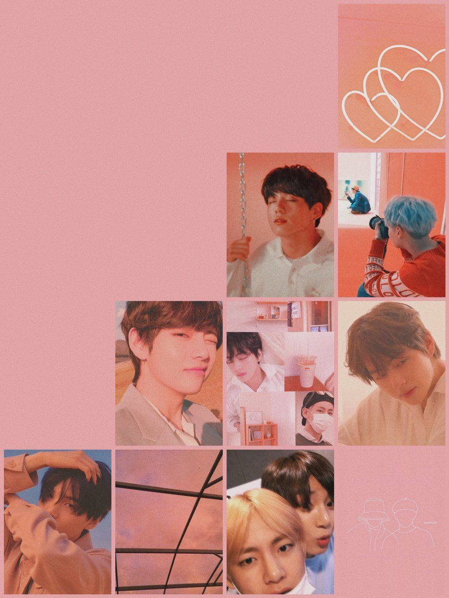 Bts Taekook Pink ya Kupendeza Picha ya Ukuta