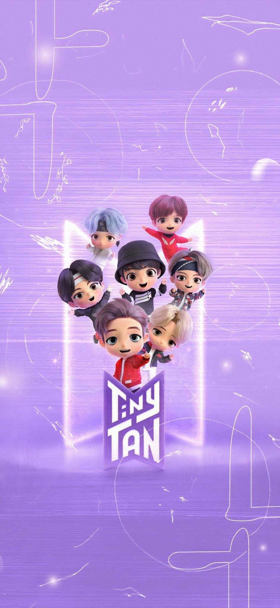BTS Tinytan Pastel Purple Portrait Picha ya Ukuta