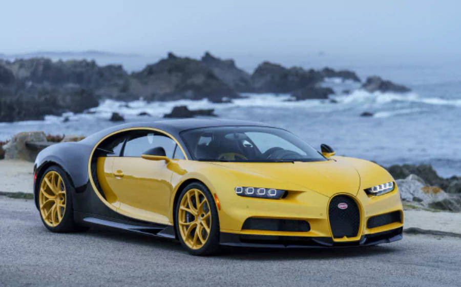 Bugatti Chiron ya Njano 4K Picha ya Ukuta