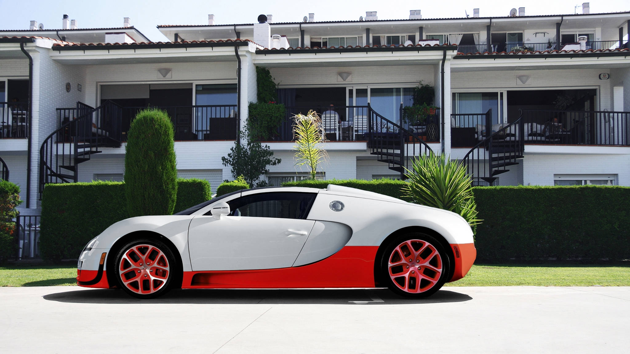 Bugatti Veyron Nyeupe na Machungwa Picha ya Ukuta