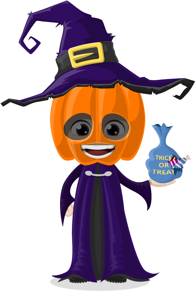Bundi wa Maboga wa Katuni za Halloween Picha ya Ukuta