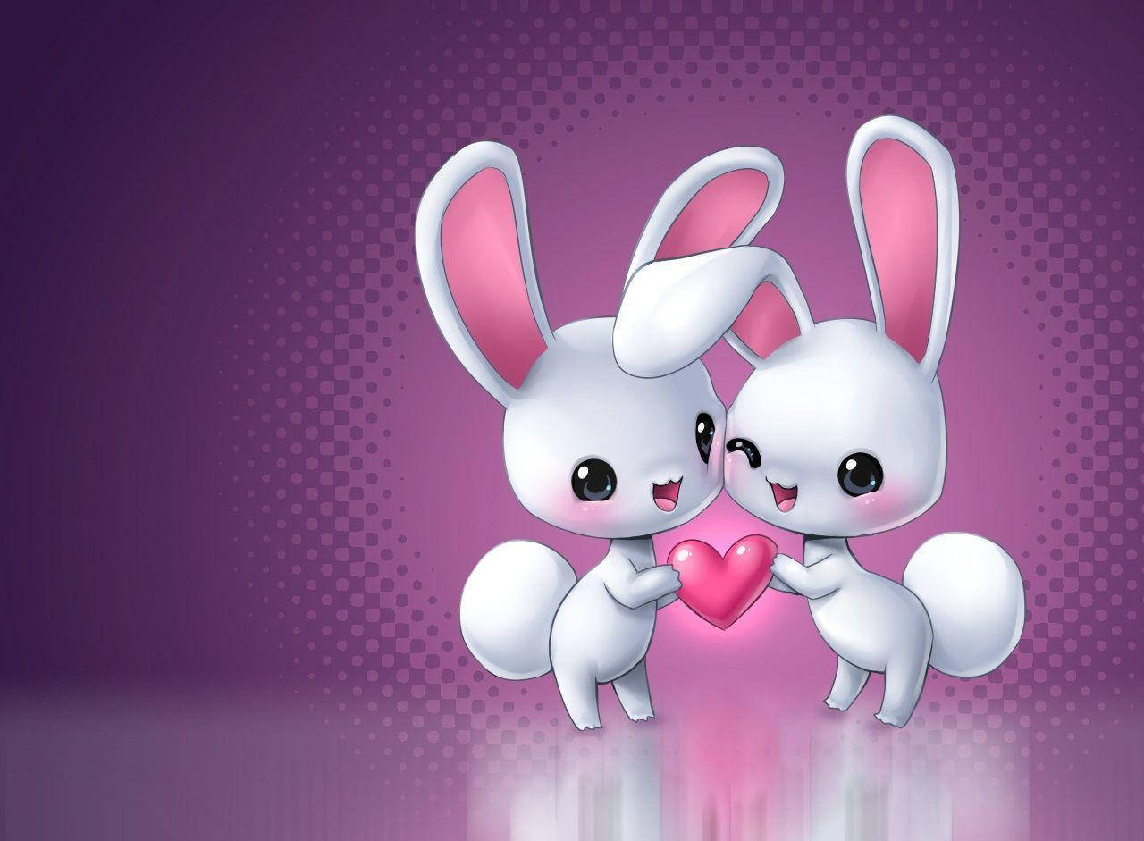 Bunnies za Cute za Mahaba Picha ya Ukuta
