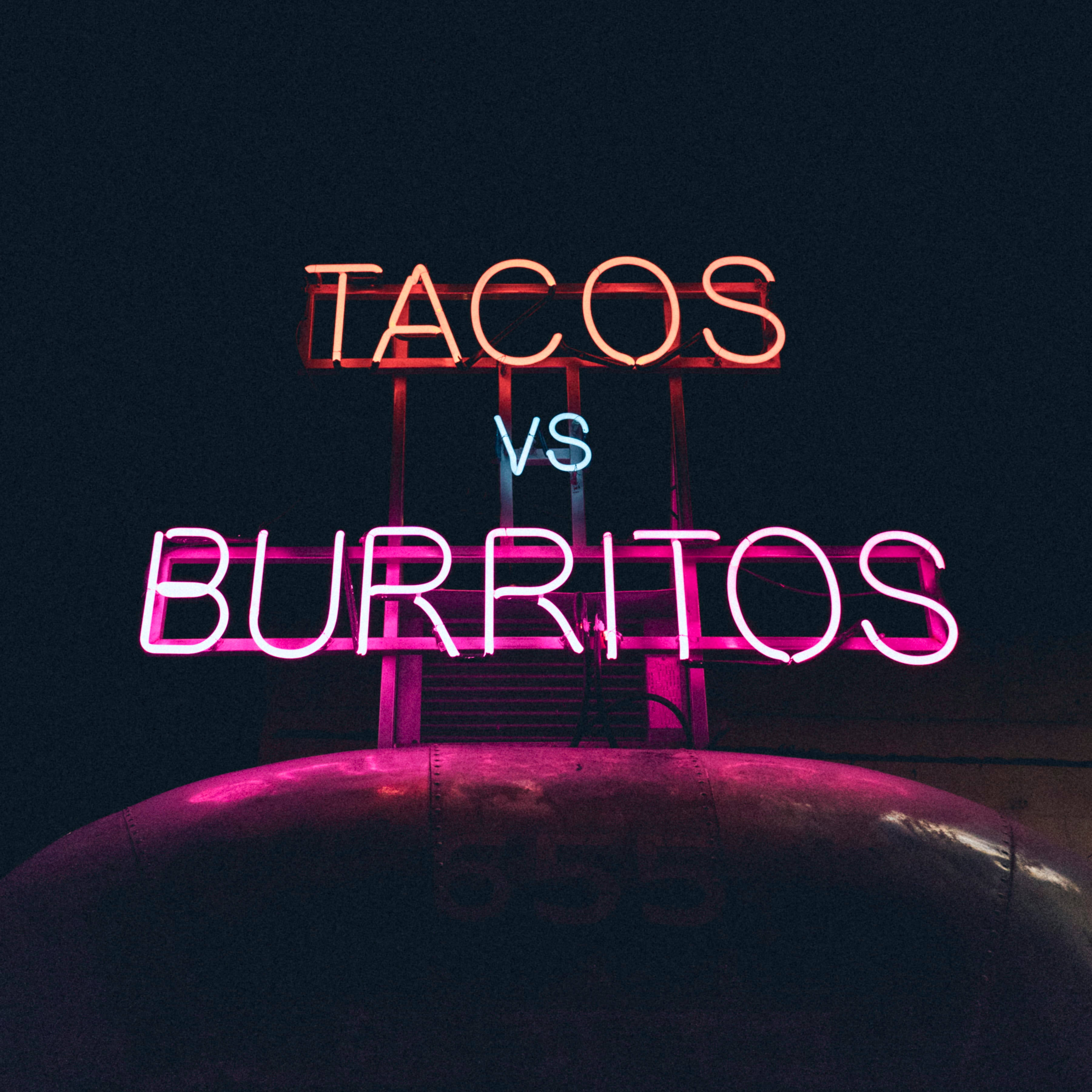 Burritos Vs. Tacos Neon Lights Picha ya Ukuta
