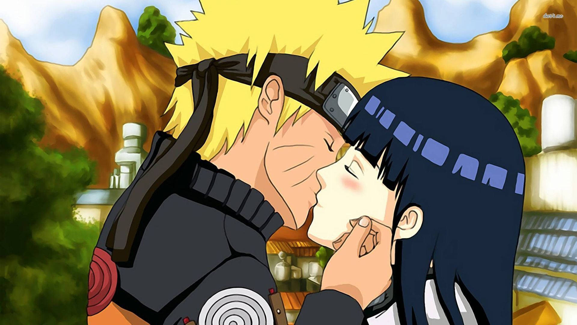 Busu la Naruto na Hinata Picha ya Ukuta