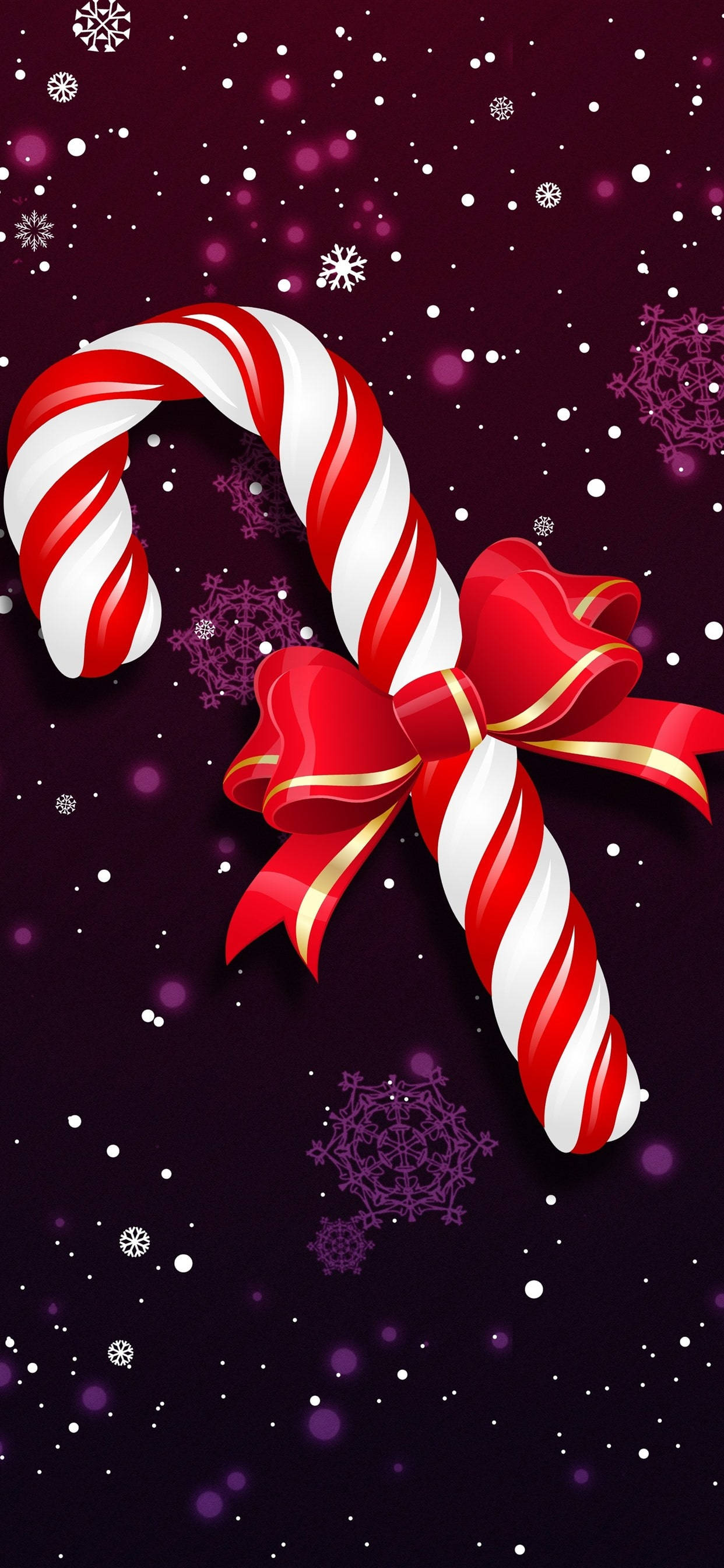Candy Cane Na Ribbon Picha ya Ukuta