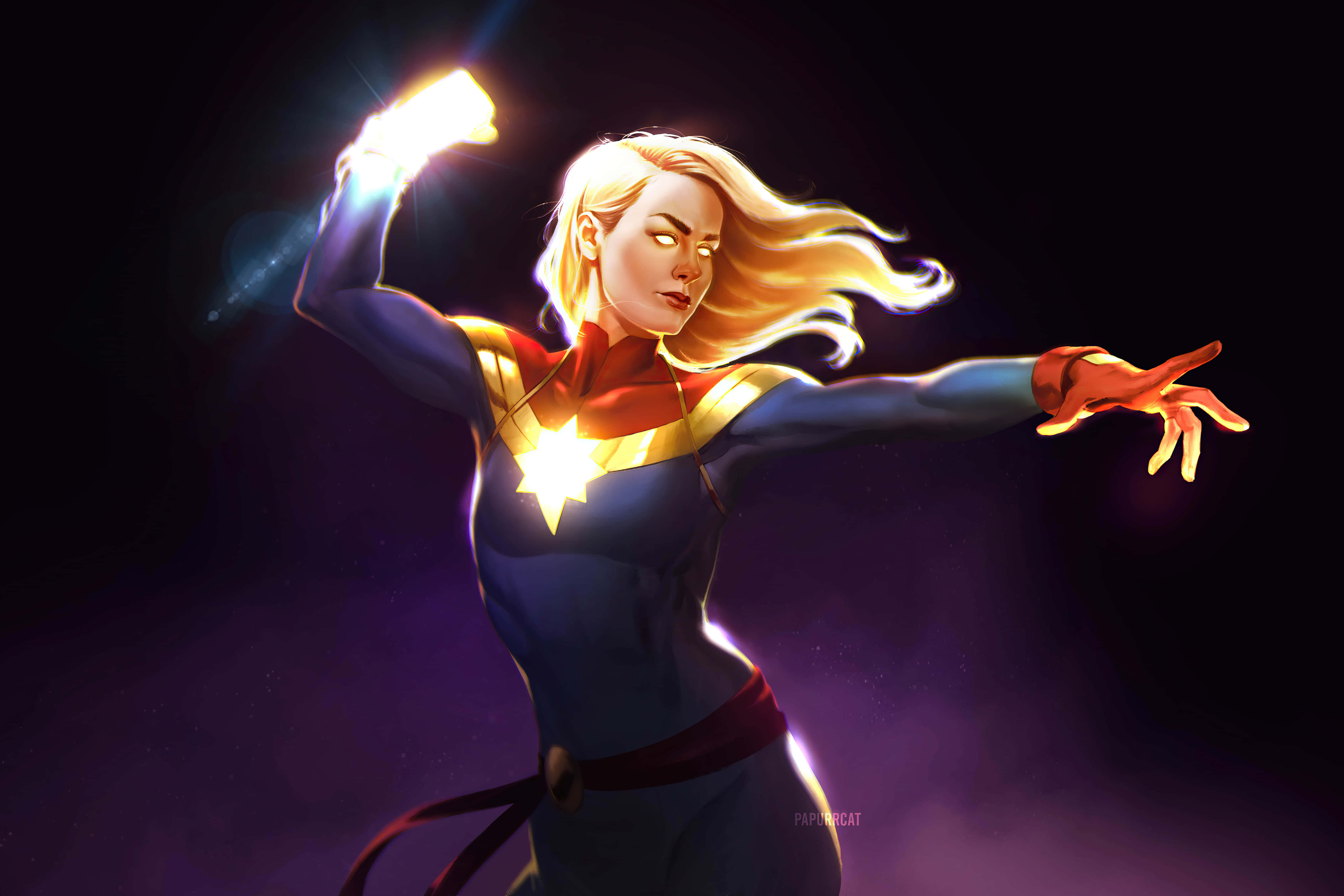 Captain Marvel Shujaa Carol Danvers Background Picha ya Ukuta