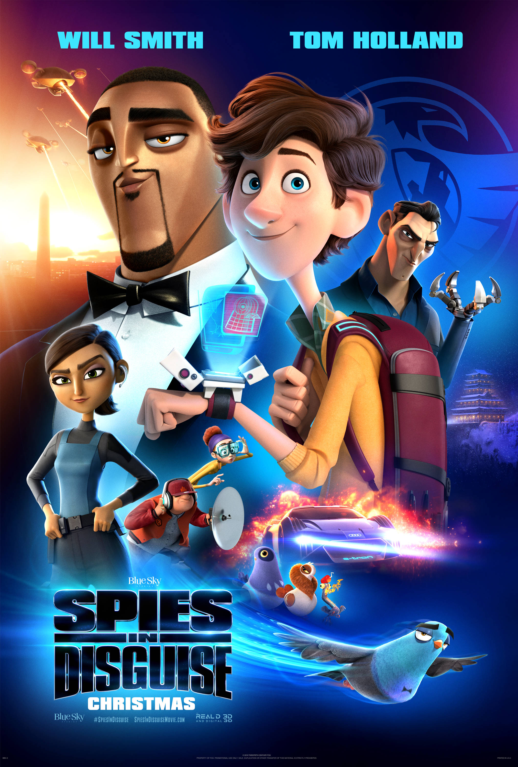 Caption: Exciting New Poster Of Animated Movie, Spies in Disguise Picha ya Ukuta