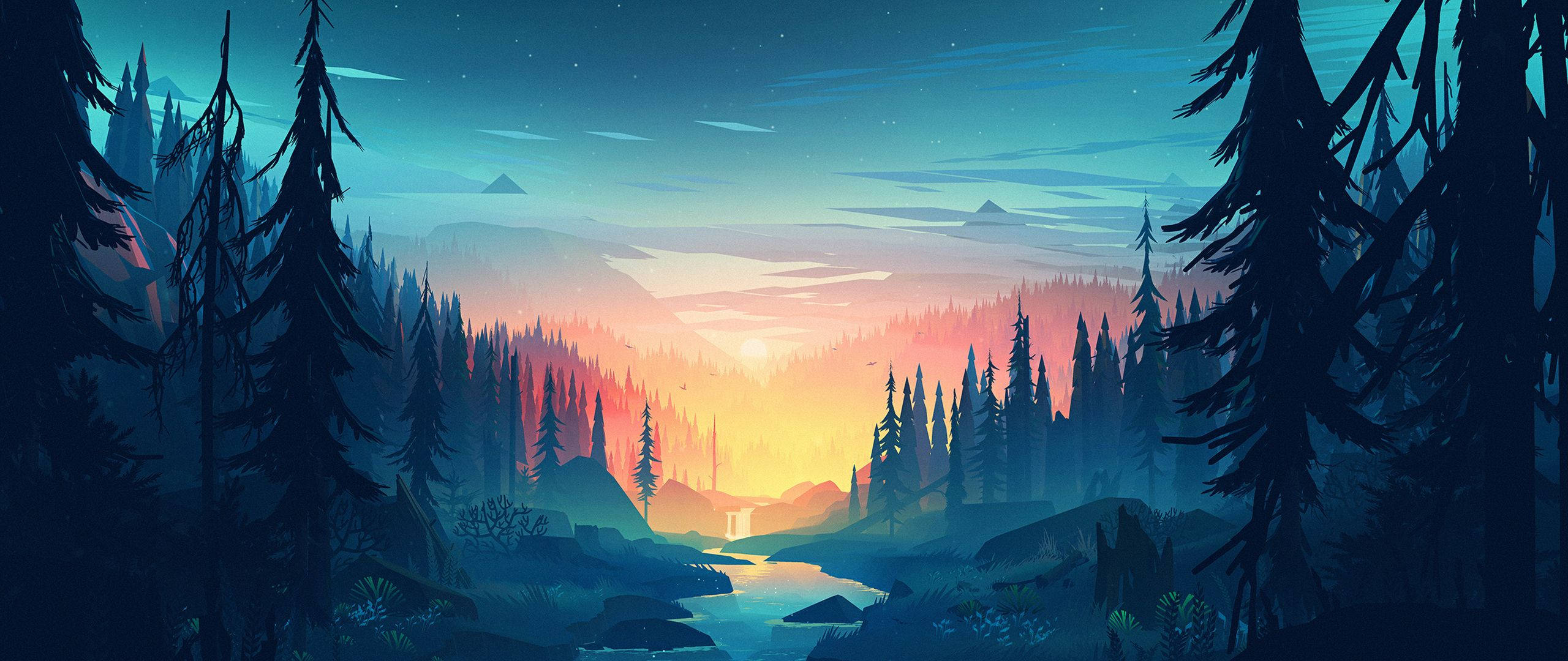 Capture the tranquil beauty of a peaceful forest landscape Picha ya Ukuta