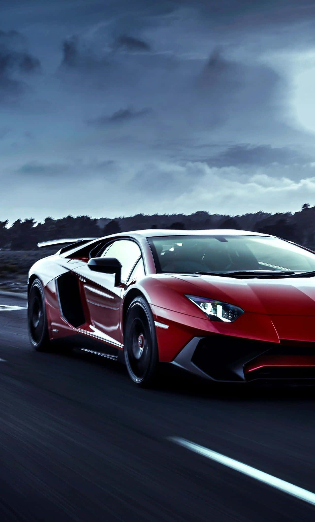 Car Driving On Gloomy Day Lamborghini Phone Picha ya Ukuta