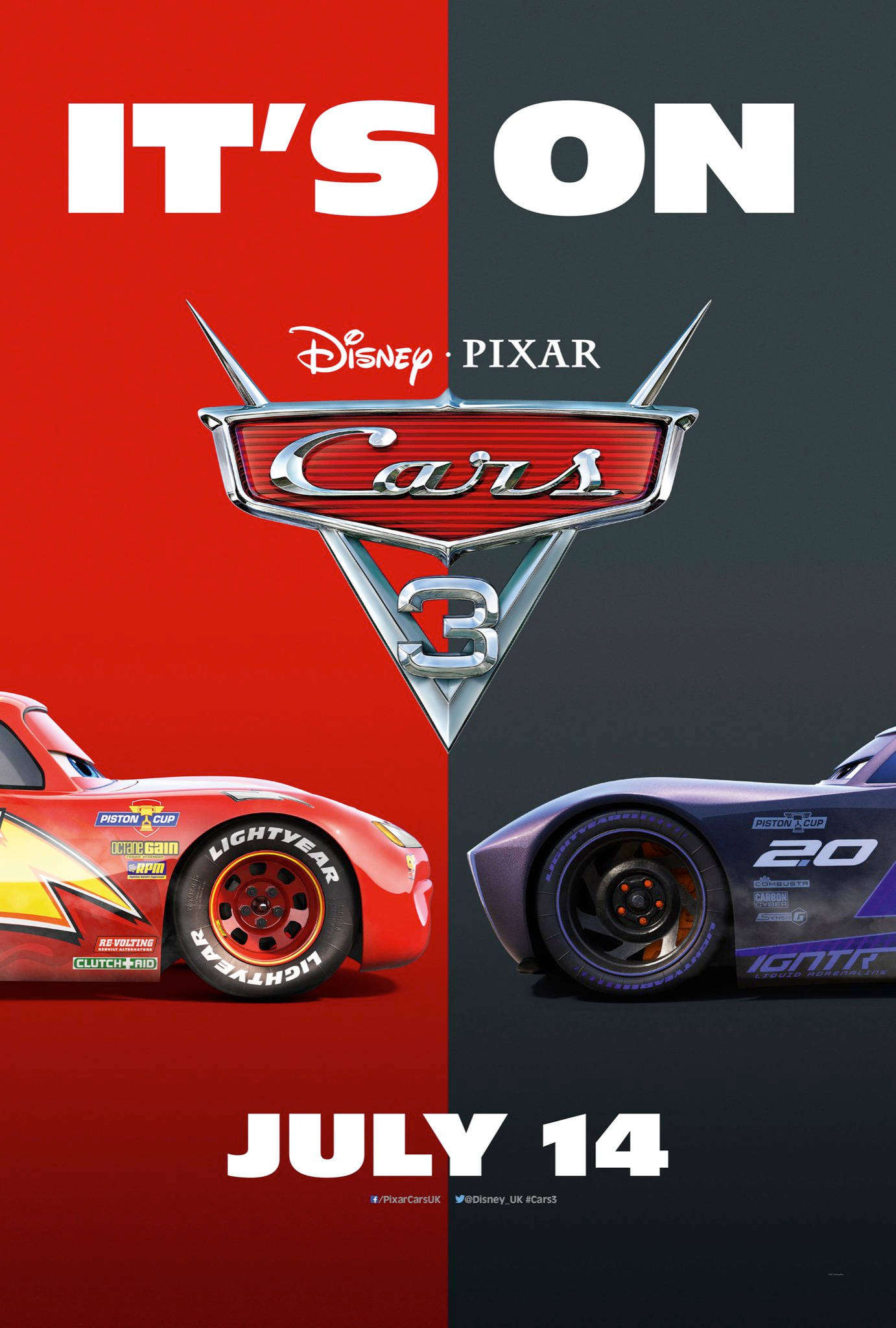 Cars 3 Poster Lightning Vs Jackson Picha ya Ukuta