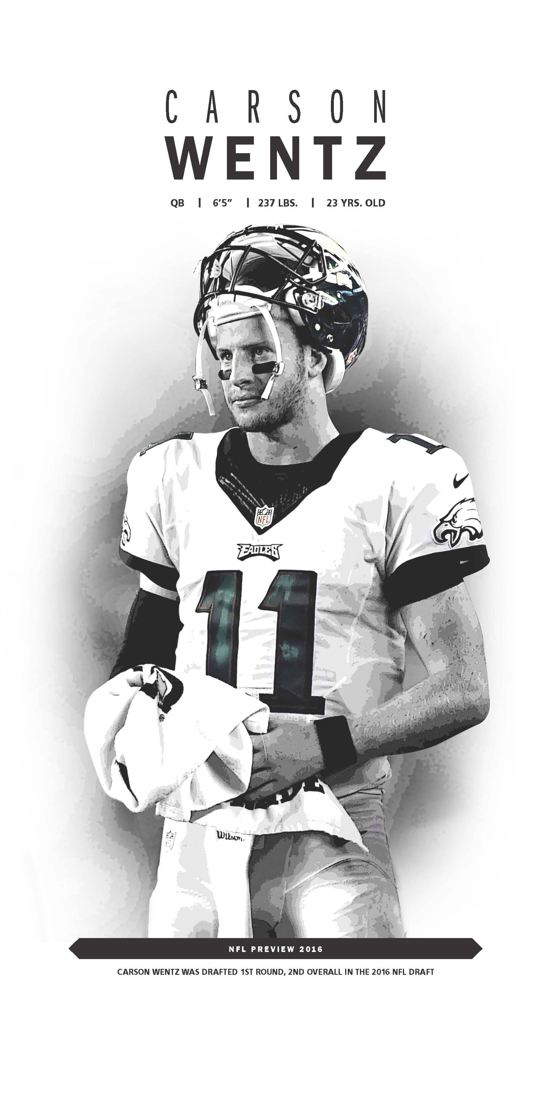 Carson Wentz Akiwa Mchoro wa KidiGitali Picha ya Ukuta
