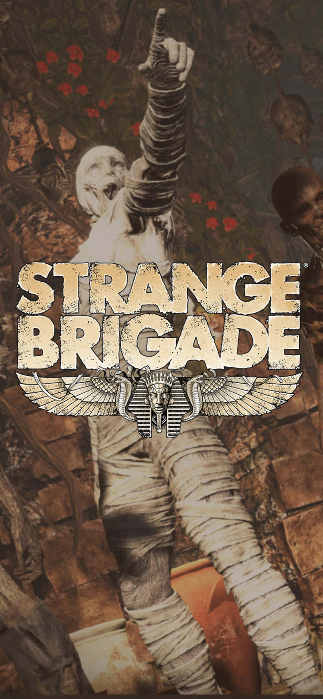 Mtu wa Zombie aliyotupwa Akionyesha iPhone X Strange Brigade Background Picha ya Ukuta