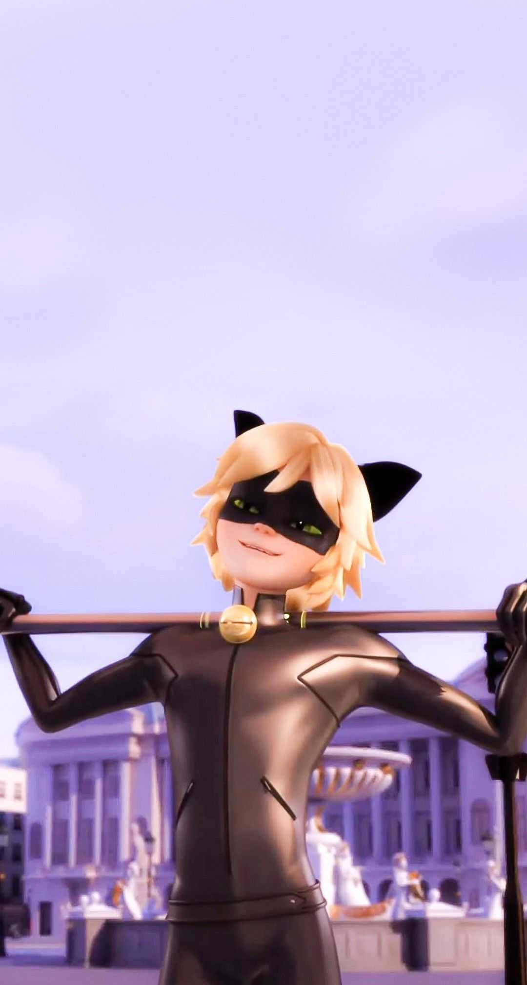 "Cat Noir mkorofi." Picha ya Ukuta