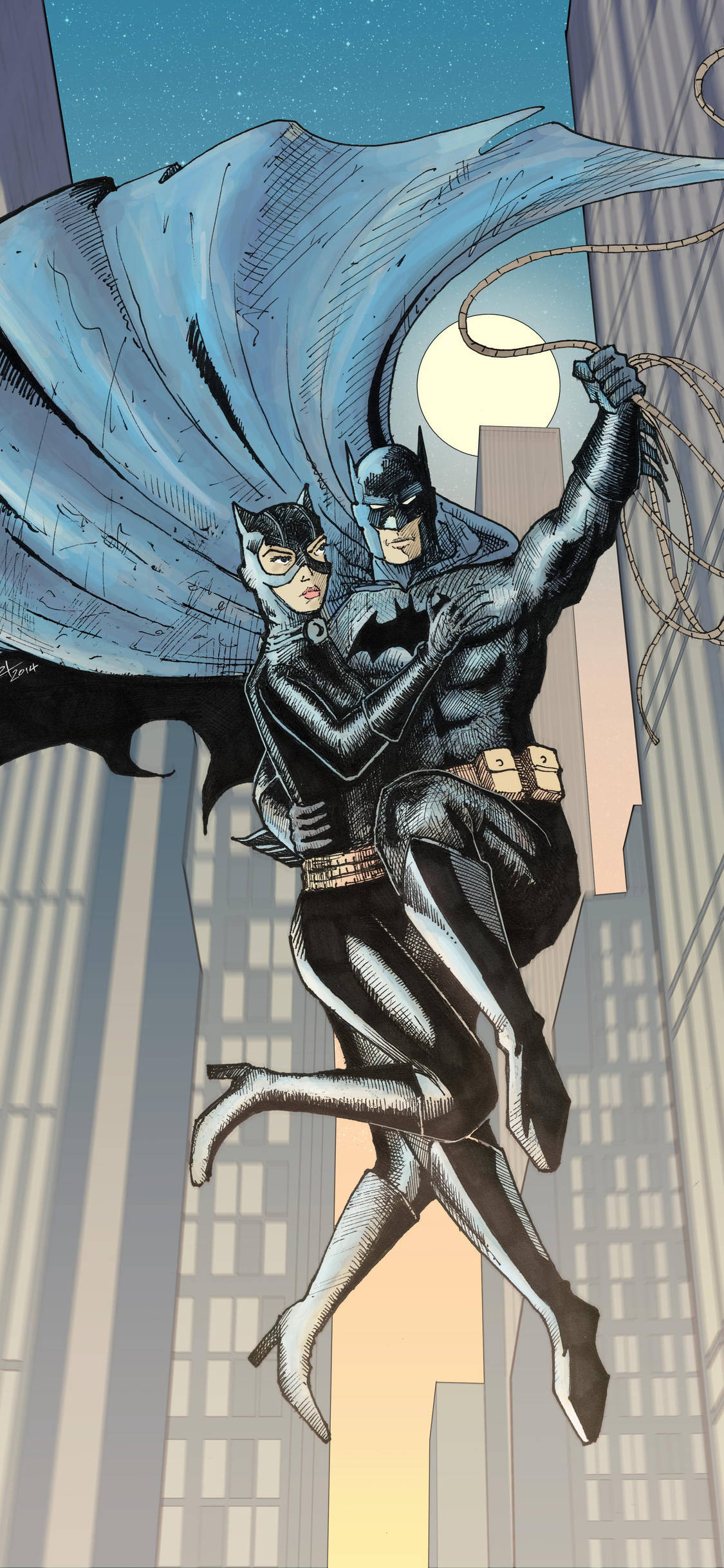 Catwoman Na Batman Wakati wa Kufuga Picha ya Ukuta