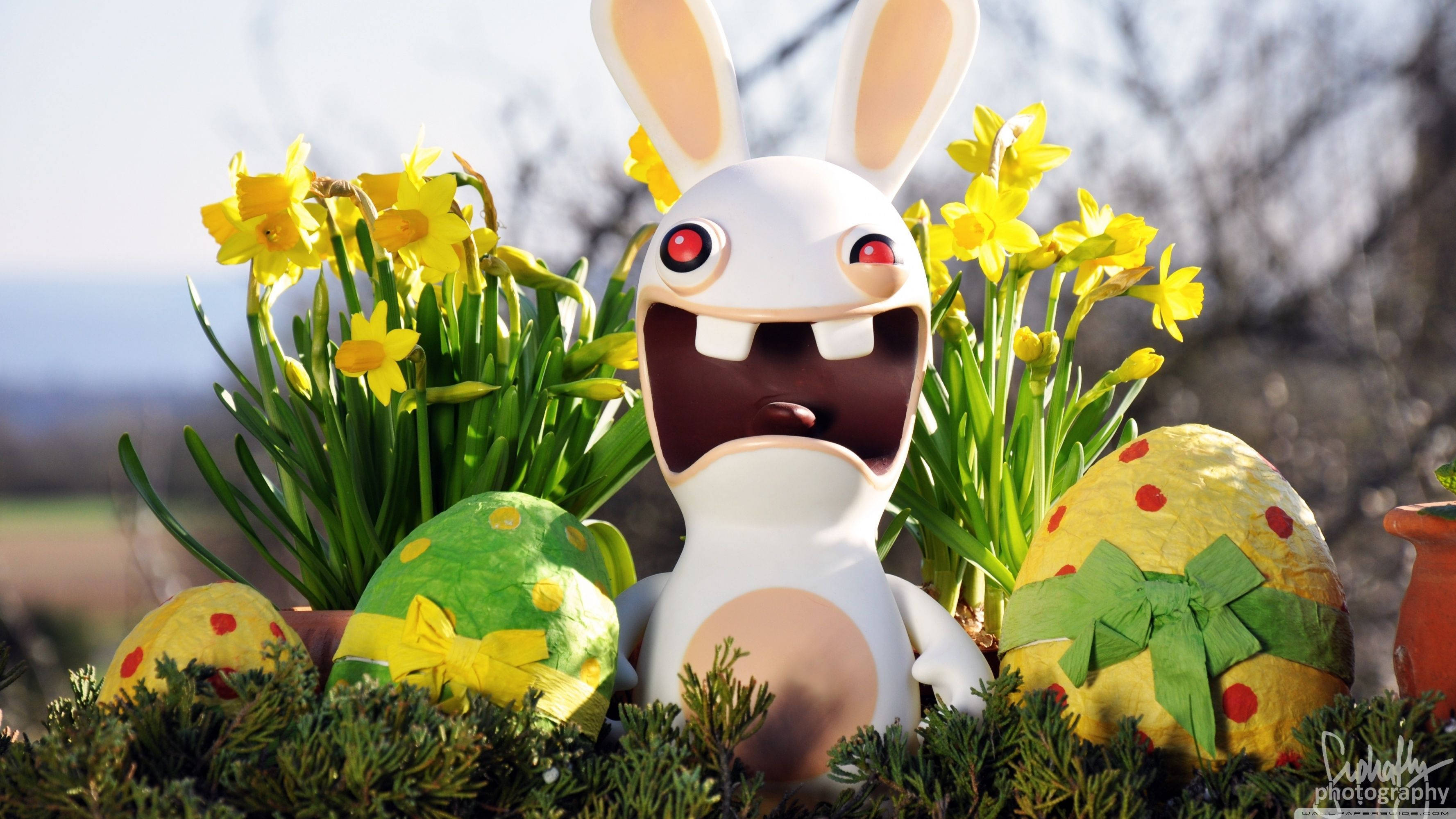 Celebrate Easter with these Colorful Rayman Rabbid Eggs Picha ya Ukuta