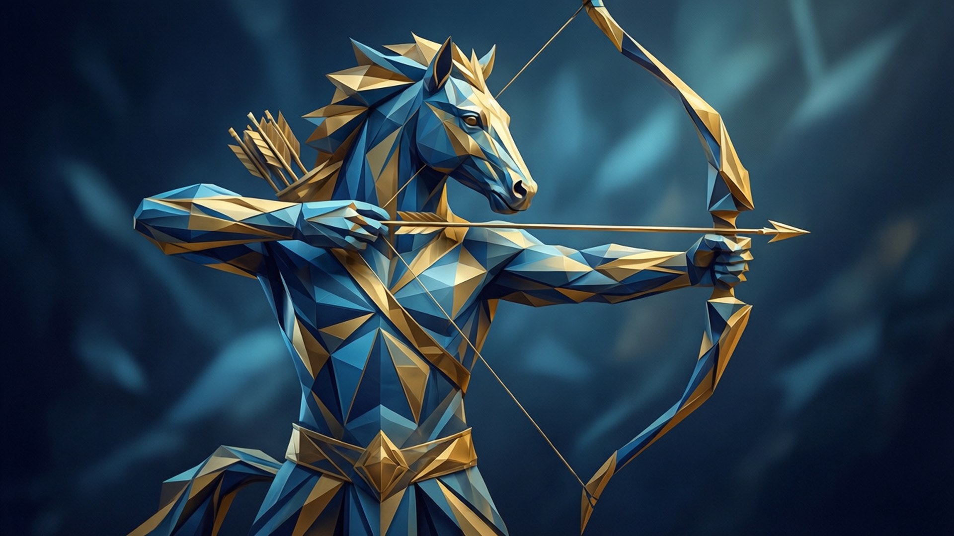 Centaur ya Jiometri Low Poly Picha ya Ukuta
