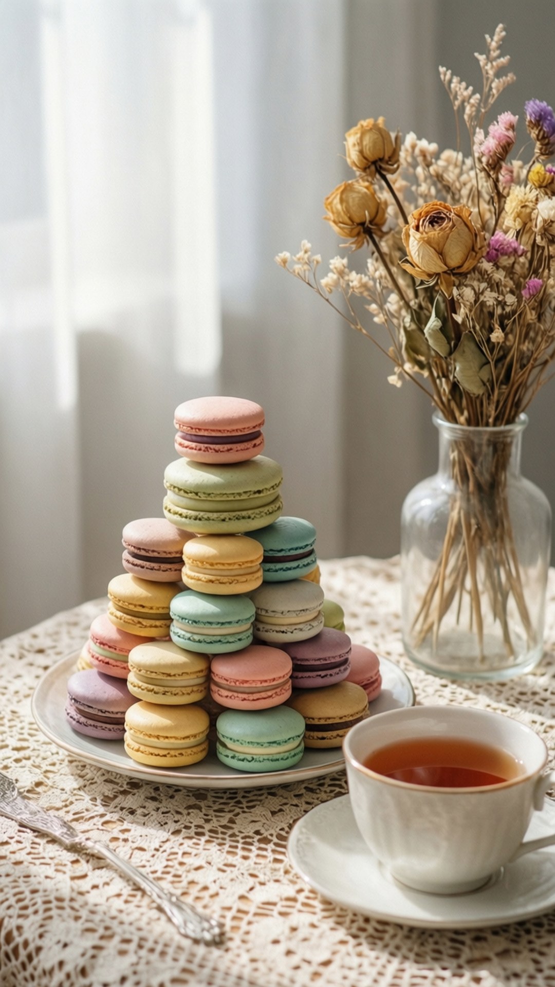 Chai ya Macaron ya Pastel Picha ya Ukuta