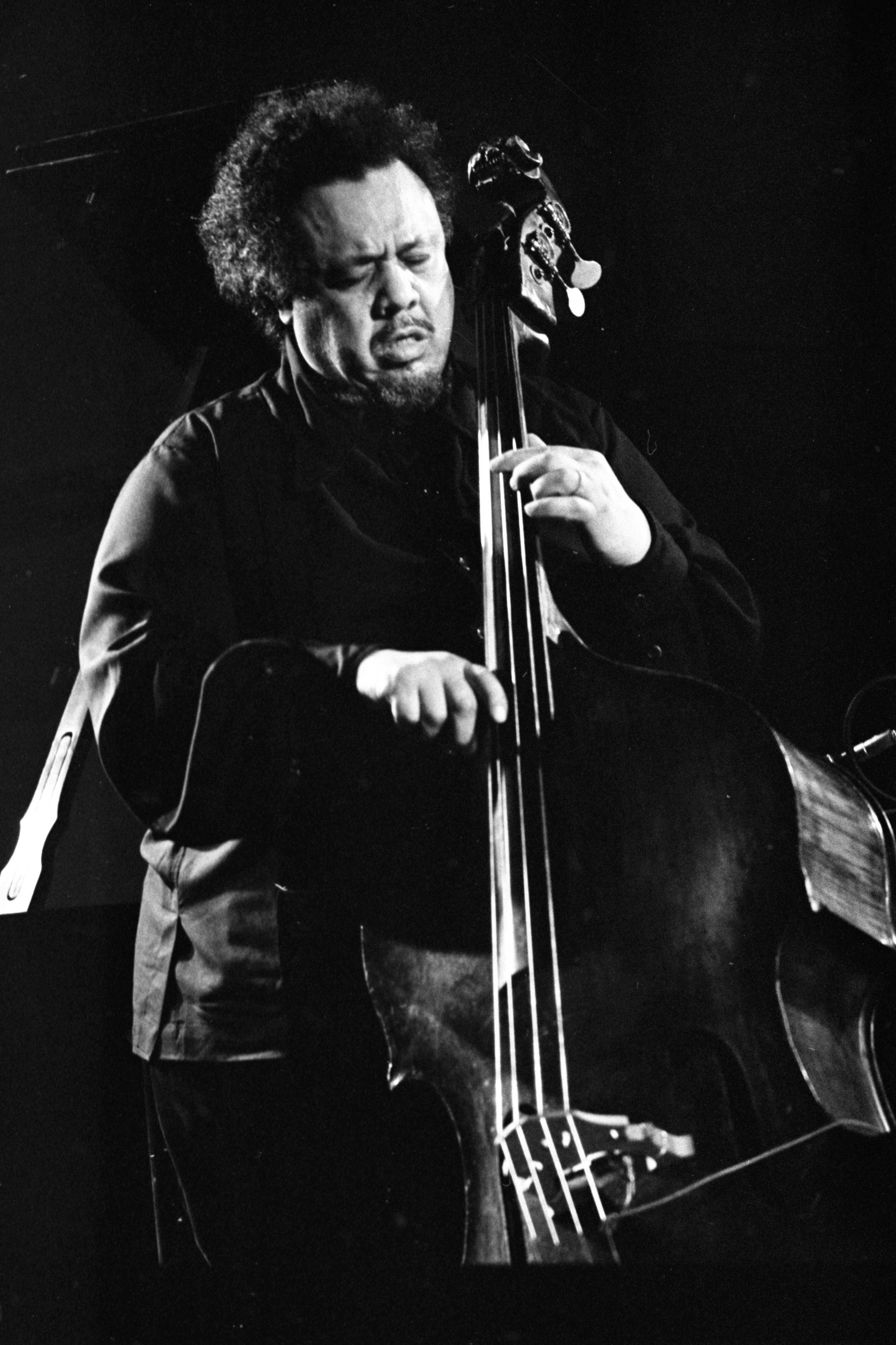 Charles Mingus Soulfully Playing Bass Guitar Picha ya Ukuta