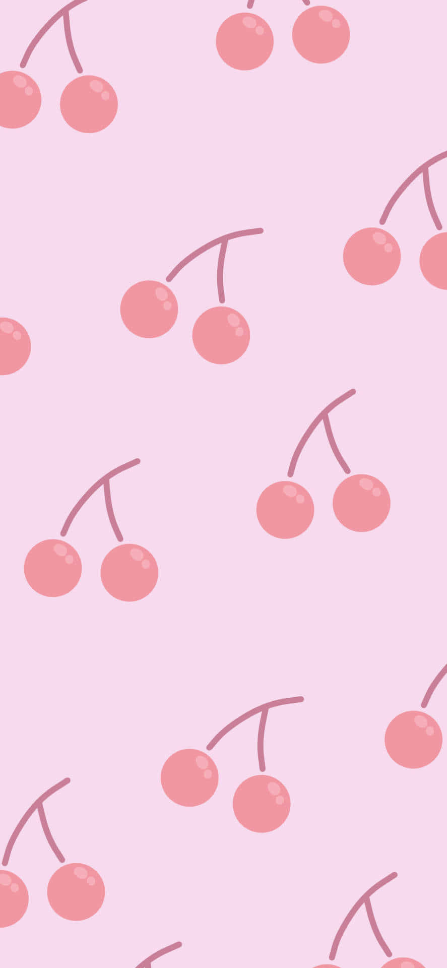 Round And Pink Cute Cherries Picha ya Ukuta